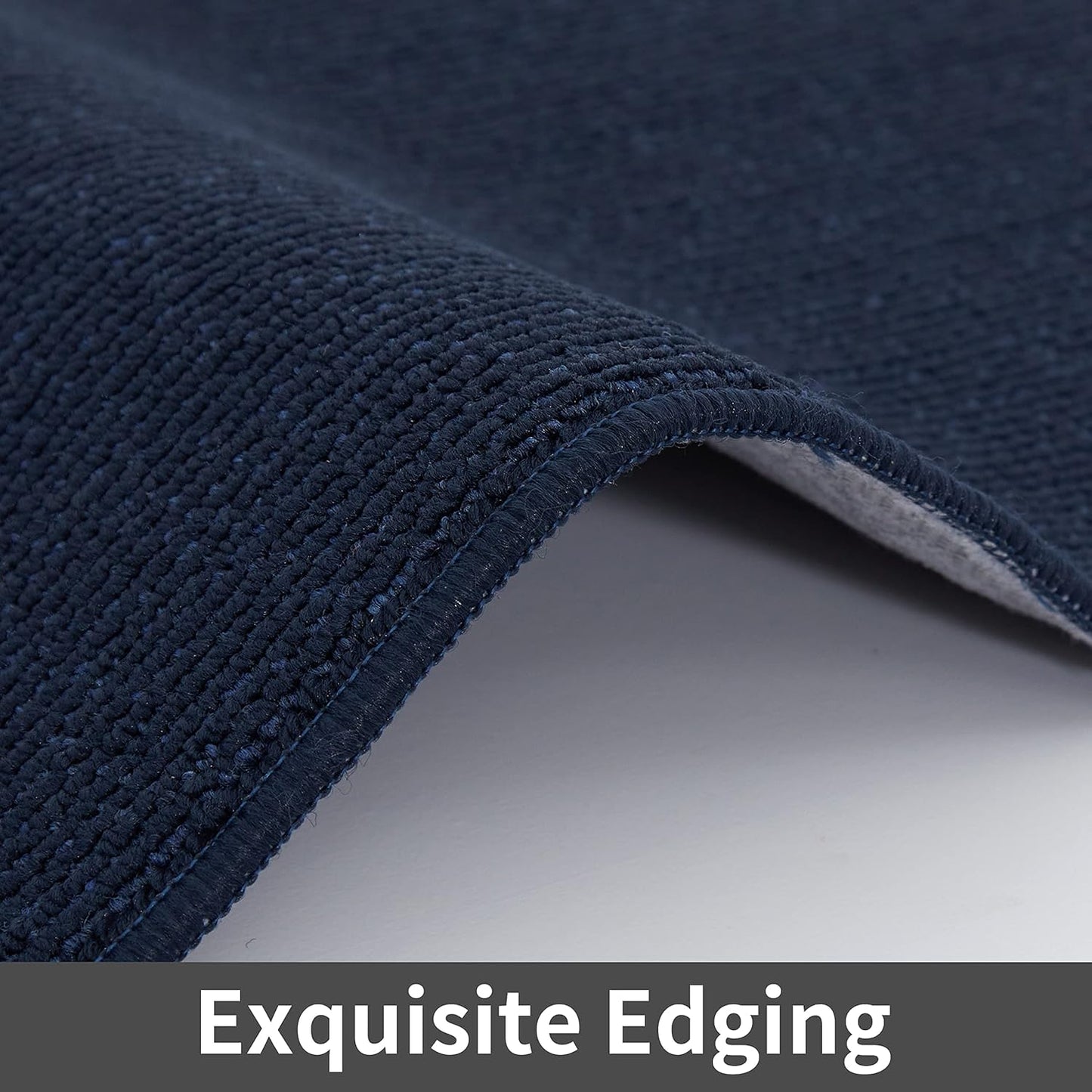 COSY HOMEER 20X48 Inch Kitchen Rug Mats Made of 100% Polypropylene Strip TPR Backing Soft Kitchen Mat Specialized in Anti Slippery and Machine Washable,for Kitchen, Floor Home,Office,Sink,Laundry,Navy