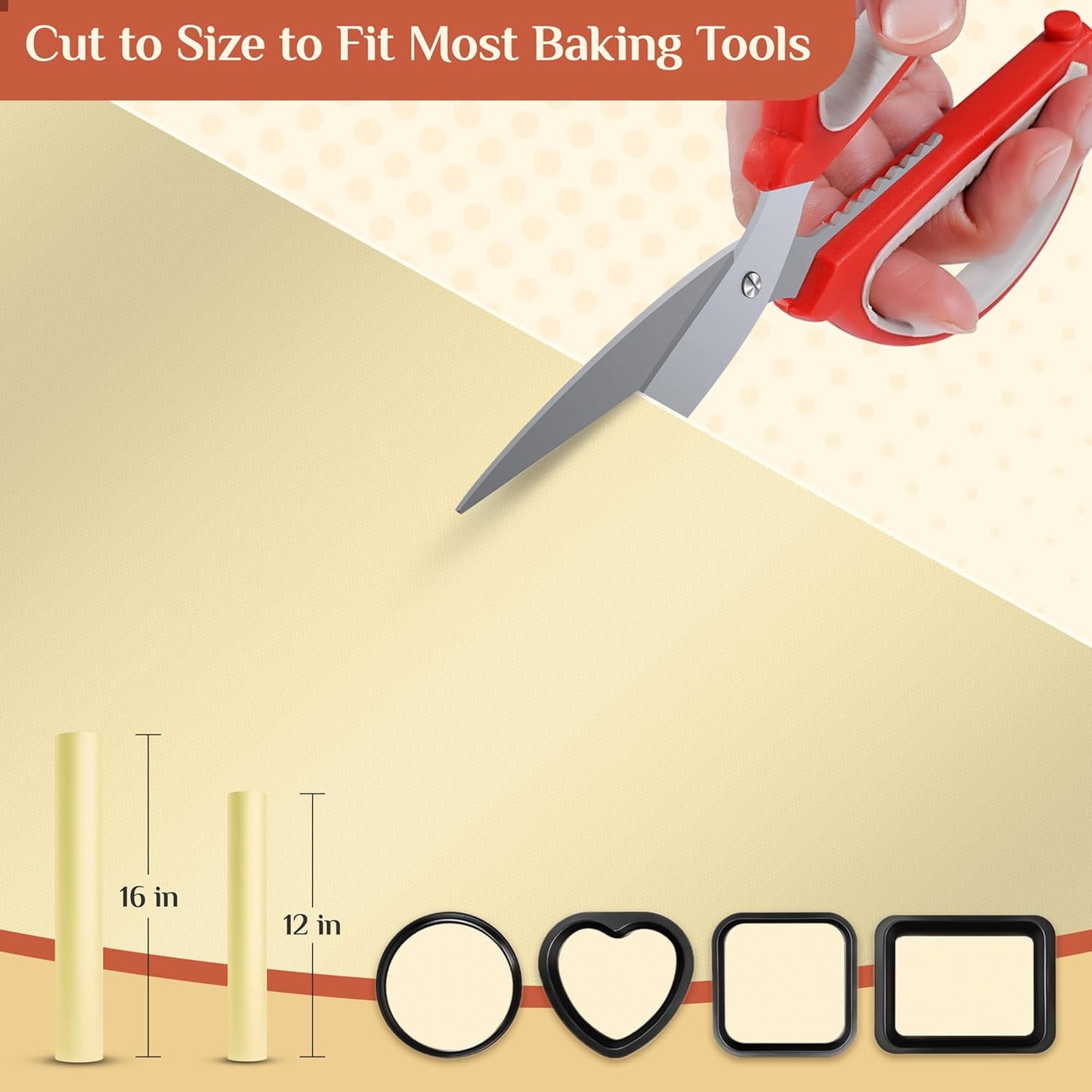 Silicone Baking Mat, 16 IN x 6 FT Free Cutting Baking Sheet,Non-Stick Reusable Dough & Pastry Mat,Non-Slip Silicone Mat Roll for Air Fryer Liner,Freeze Dryer,Oven Baking Pan,Kitchen Counter