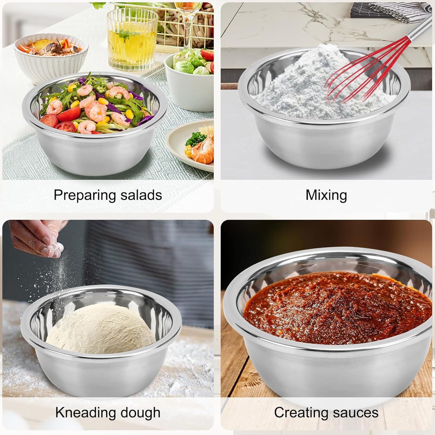 Stainless Steel Mixing Bowls-6 Piece Metal Meal Prep Bowls, Nesting Bowls for Easy Storage,Great for Cooking, Baking, Salad
