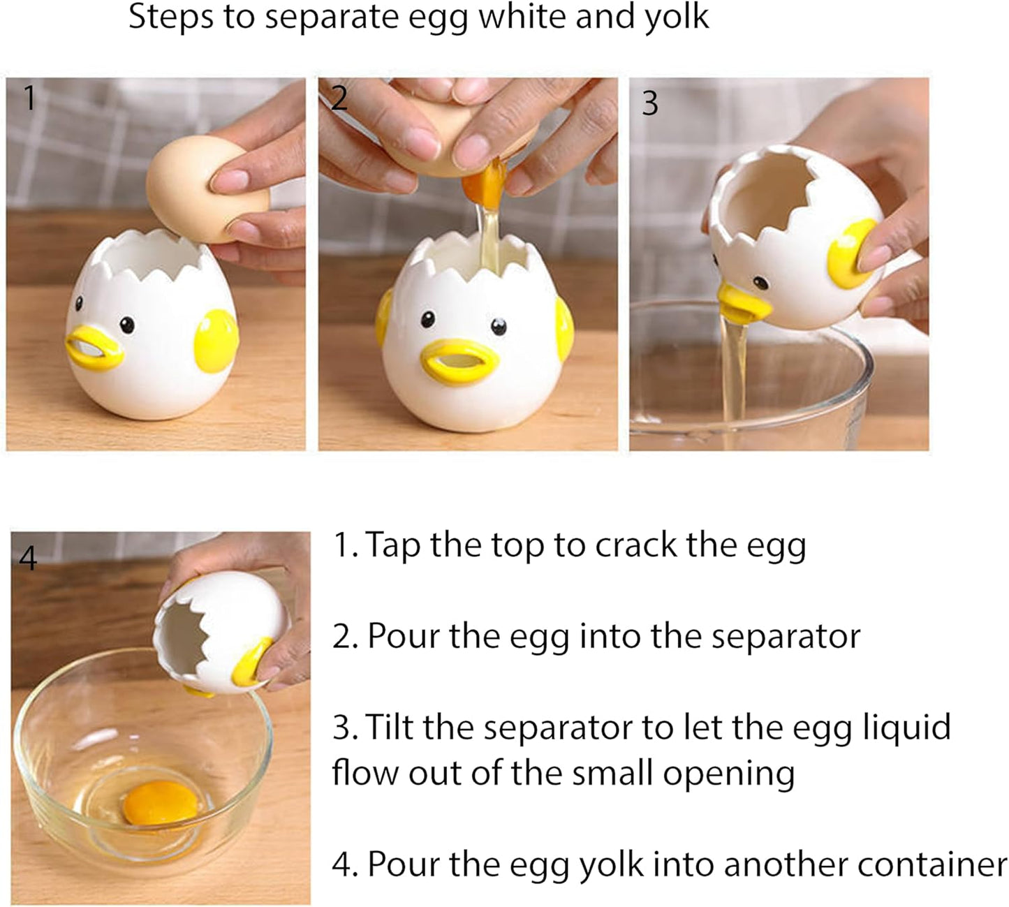 Cartoon egg separator, ceramic cute egg yolk separator, mini egg white and yolk filter, kitchen gadget baking aid