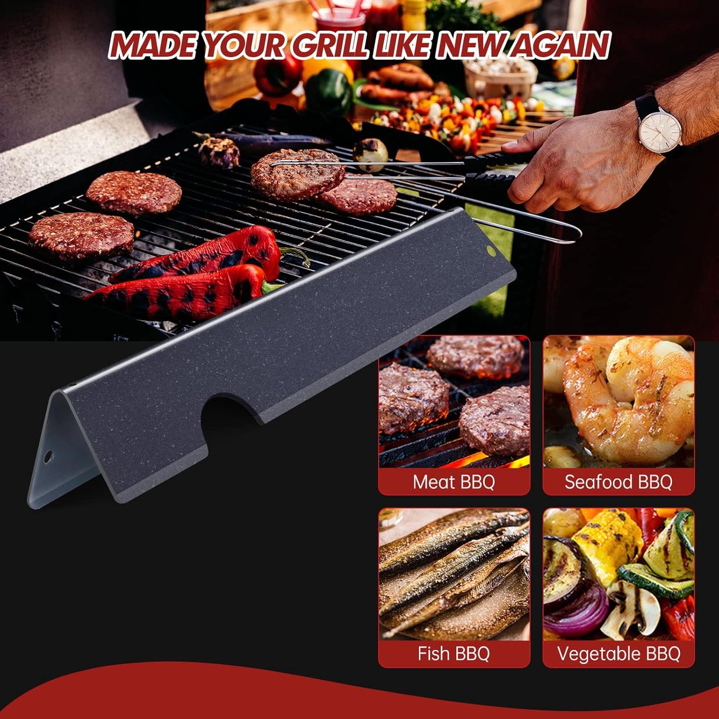 Grill Grates Flavorizer Bars Parts for Weber Genesis II E-410, S-410, Genesis II LX E-440, S-440, Weber 66089, 66097, 66041, 66033, 66796, Stainless Steel Porcelain Grids Heat Plate Deflectors