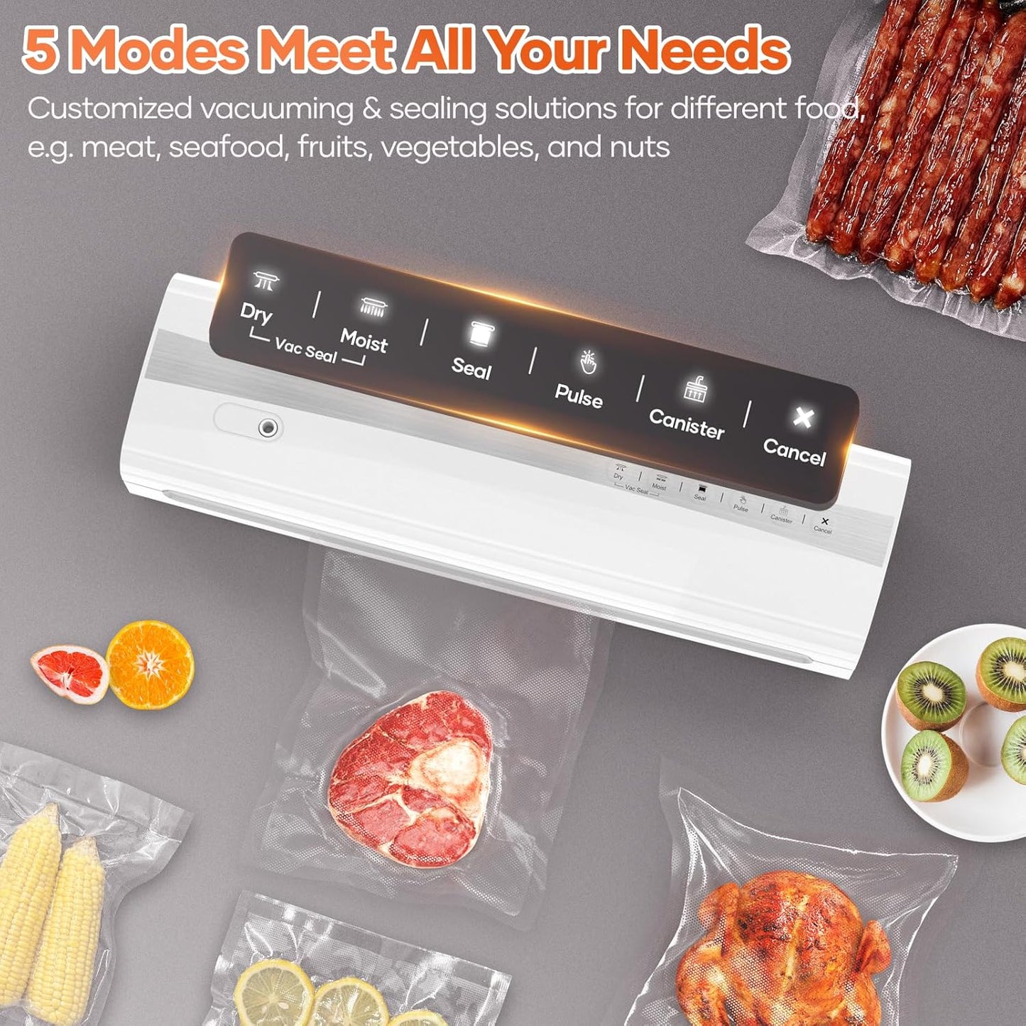 Powerful Vacuum Sealer Machine,Precision Vacuum Sealer Machine With Bag Cutter,Compact Design with 5 Meters Vacuum Seal Rolls,Dry/Moist Compact Full Automatic Food Sealer