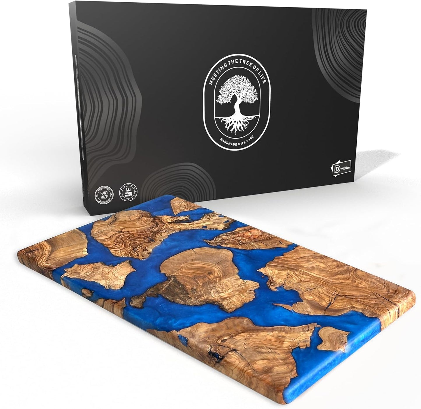 Handmade Olive Wood Resin Cutting Board, Charcuterie Boards for Housewarming Gifts, Resin Cheese Board, Decorative Cutting Board for Kitchen, Luxury Olive Wood Charcuterie Board