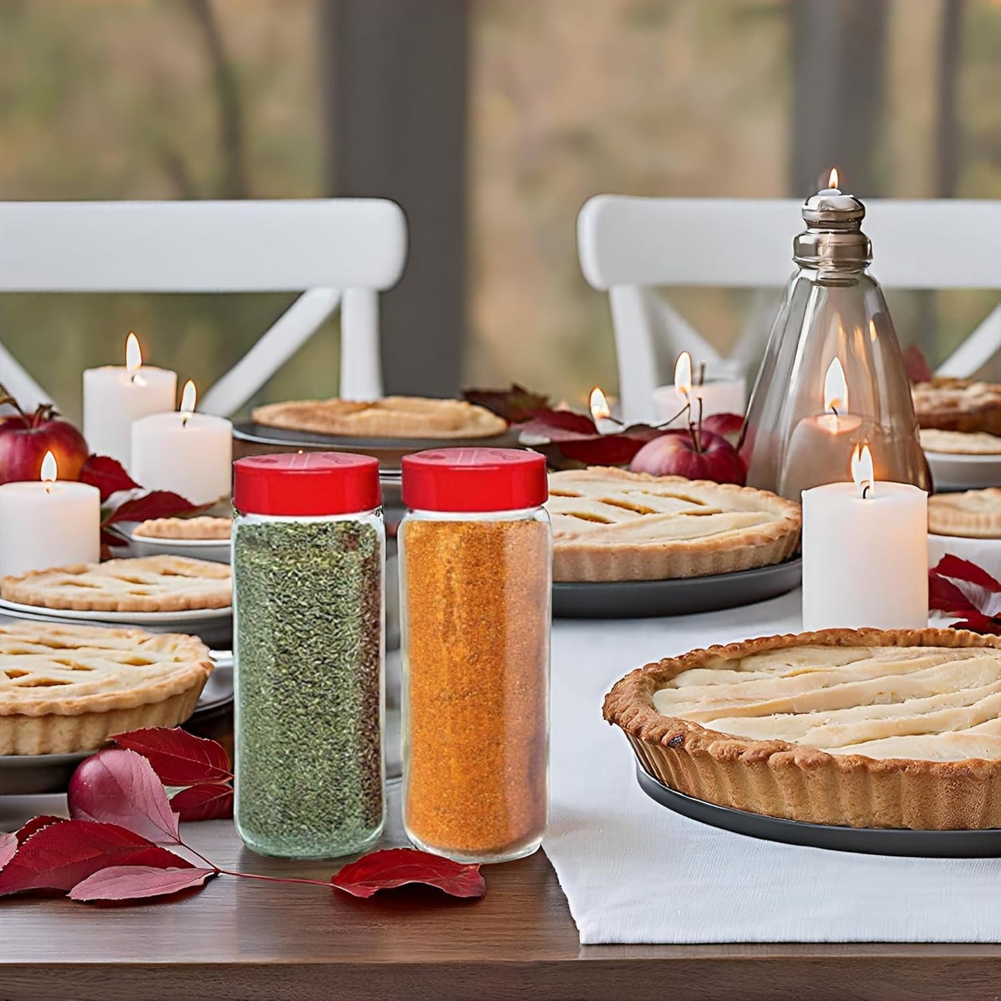 JARMING COLLECTIONS Glass Spice Jars with Shaker Lids - Spice Containers 16 oz Popcorn Seasoning Shaker or Parmesan Cheese, Cinnamon Sugar Dispenser