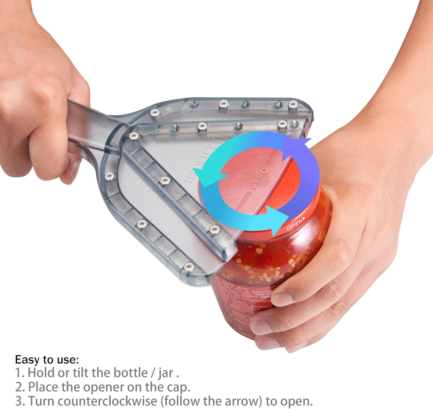 Jar Opener for Weak Hand & Seniors with Arthritis,Easy Twist Off Bottle Caps,Patent | Unique Kitchen Gadgets, Christmas Gifts for Elderly/Women/Men (Blue)