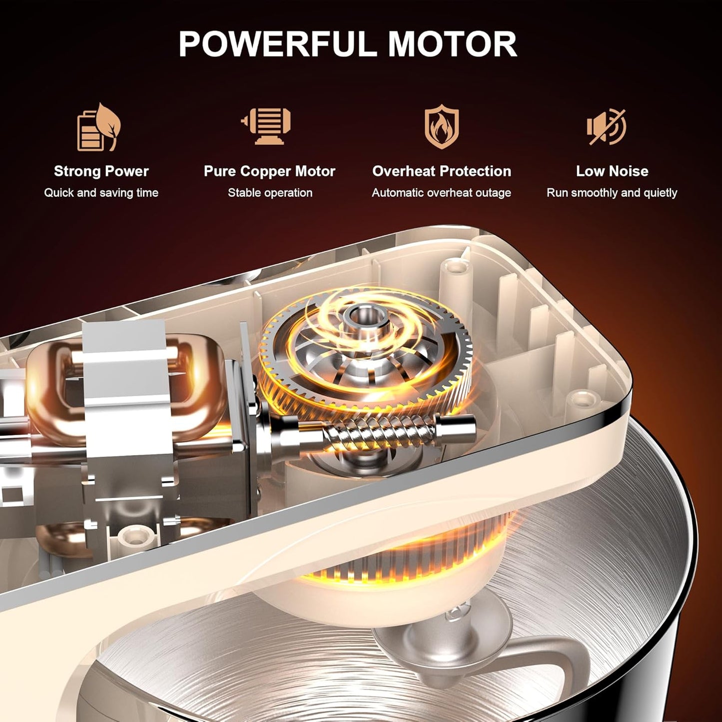 10-Speed Stand Mixer with 8-in-1 Splash Guard, Tilt-Head, 6QT Stainless Steel Bowl + Dishwasher-Safe Dough Hook/Whisk/Beater/Spatula for Baking Bread, Cakes, Cookies, Beige