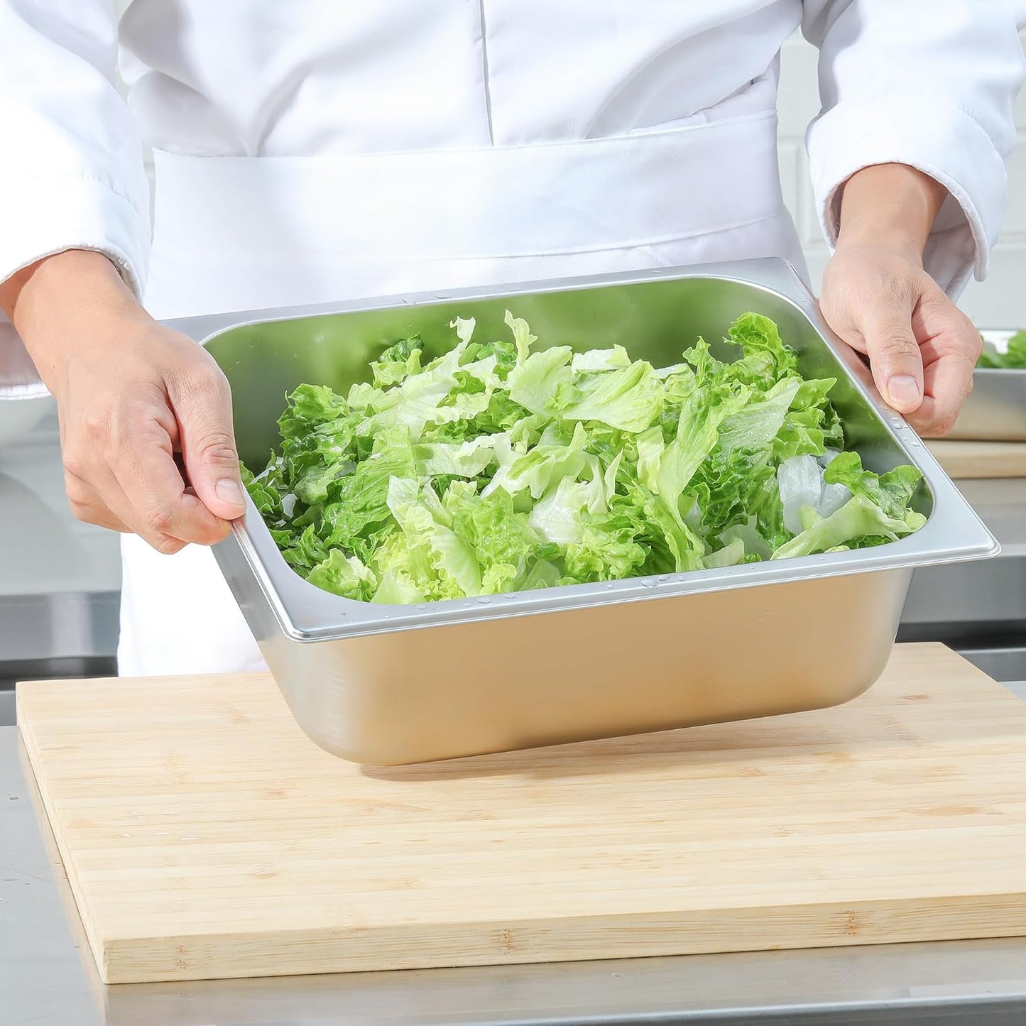 1/2 Hotel Pans Half Size 6-Pack 4 Inch Deep Silver Stainless Steel Steam Table Pan Tray for Food, Catering Pan for Cafeterias, Hotel and Restaurant