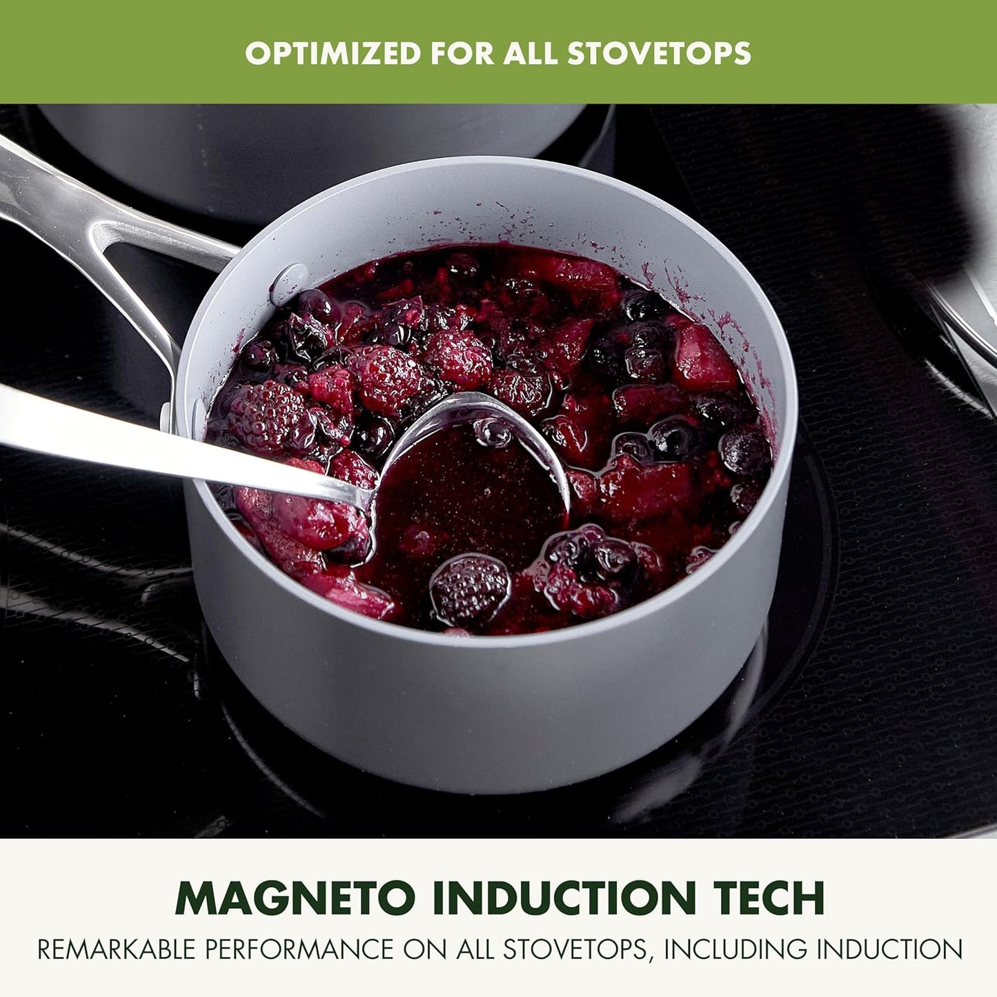 GreenPan Valencia Pro Hard Anodized Healthy Ceramic Nonstick 1.66QT and 3.3QT Saucepan Pot Set with Lids, PFAS-Free, Induction, Dishwasher and Oven Safe, Gray