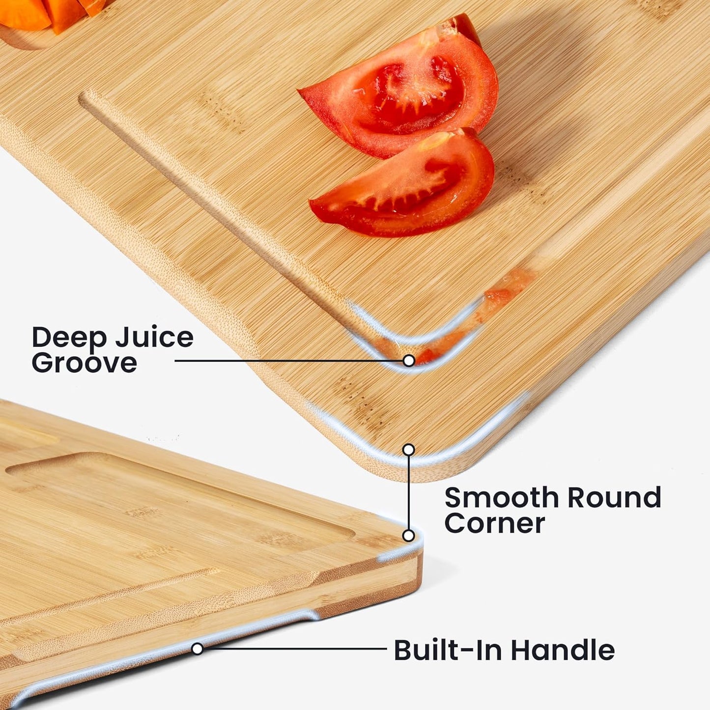 Heimlove Extra Large Cutting Board, 18" Wooden Cutting Boards for Kitchen Charcuterie Boards with Juice Groove and Handles, Chopping Board for Meat, Vegetables and Cheese