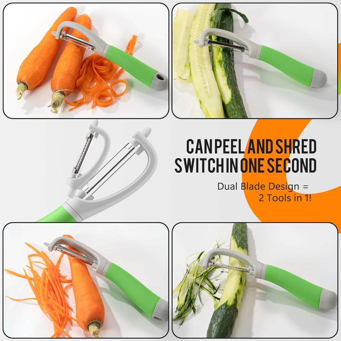 Li&Zhao Vegetable Peelers - Potato Peelers Fruit Peeler Veggie Peeler Carrot Peeler Apple Peeler Garlic Peeler kitchen tools Corn Peeler(2 Blades)