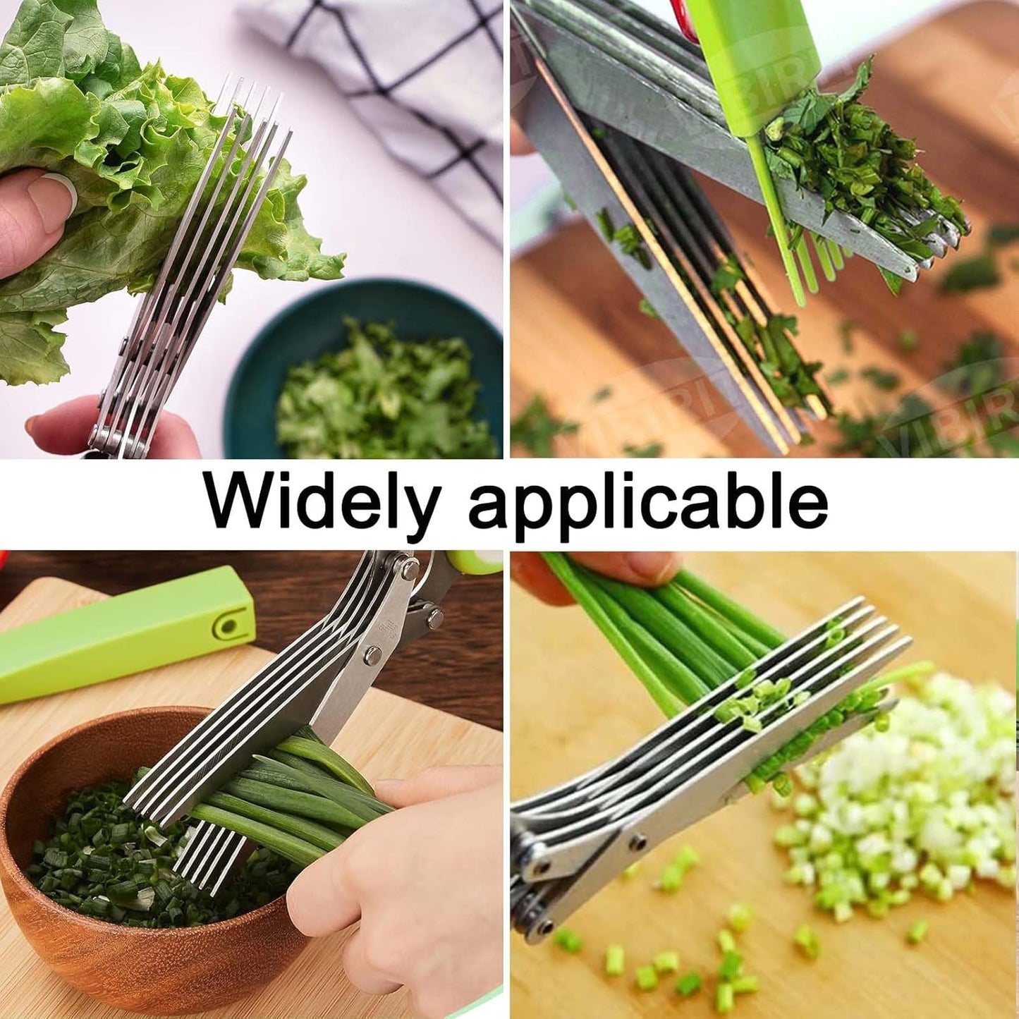 Garlic Press and Herb Scissors Set, 6 Pieces with Garlic mincer and Multipurpose Scissors, Rustproof Tools for Kitchen Use (Silver) (Silver+Green)