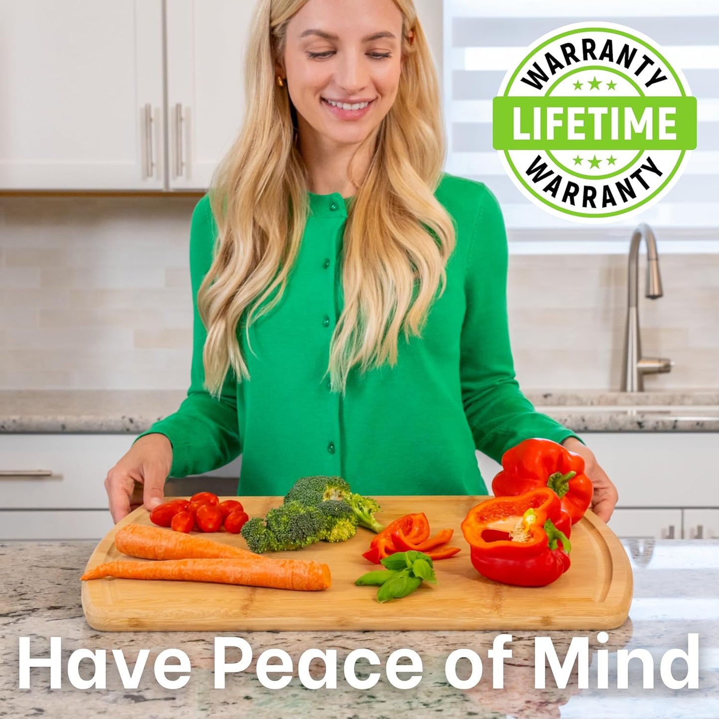 Greener Chef 20 Inch Bamboo Cutting Board Featuring Super-Sized Glue-Free Surface™ – Heavy Duty Butcher Block for Safe Meal Prep, Chopping & Carving with Lifetime Replacements