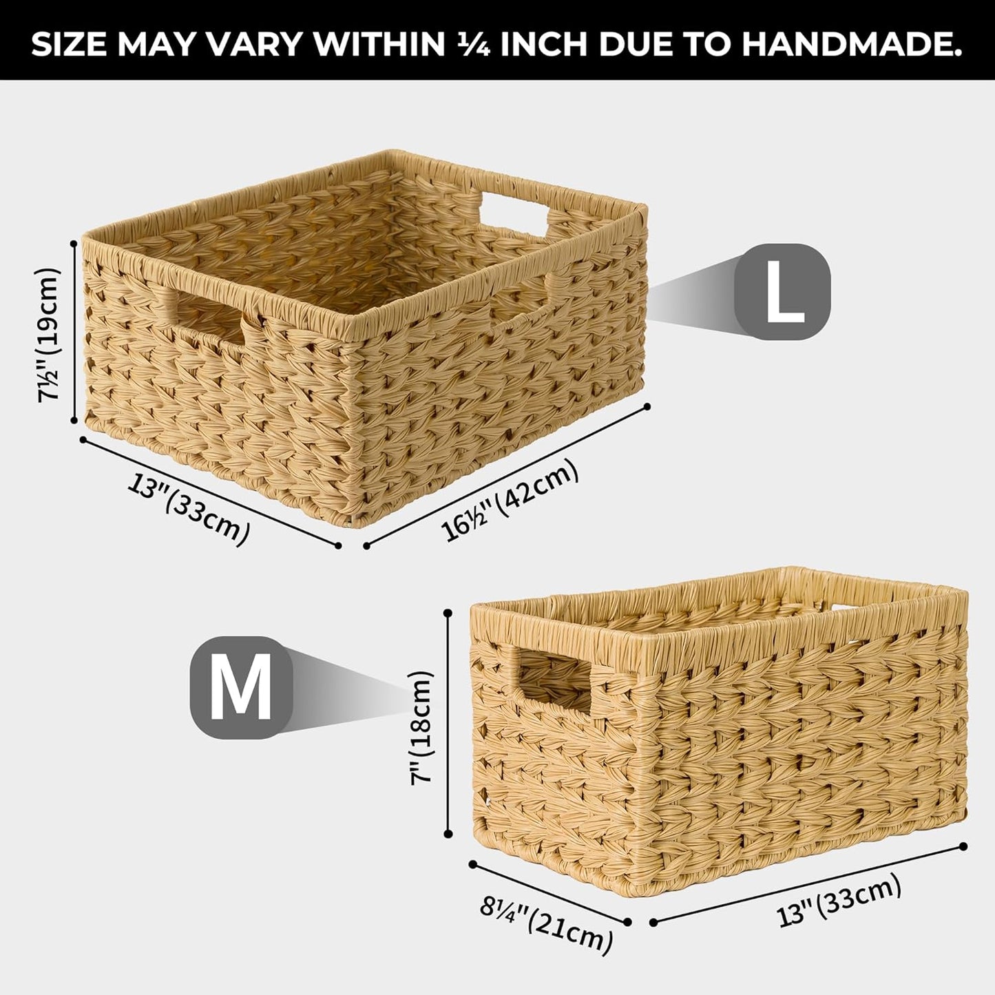 GRANNY SAYS Wicker Storage Baskets, Woven Baskets for Shelves, Waterproof Baskets for Organizing, Wicker Baskets with Handles, 2-Pack
