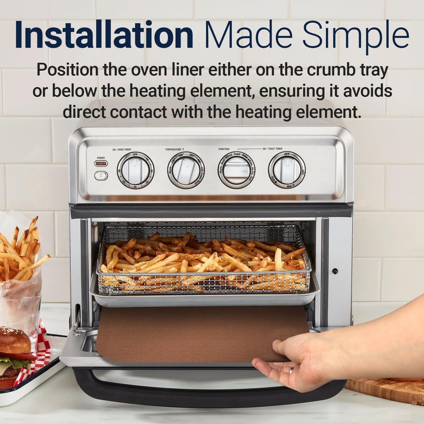 Toaster Oven Liners for Bottom of Oven (4 Pack) Reusable Non-Stick Heat Resistant Toaster Liners, Compatible with Ninja, Cuisinart, Emeril Lagasse & More, Toaster Mat, 12"x12" (Copper)