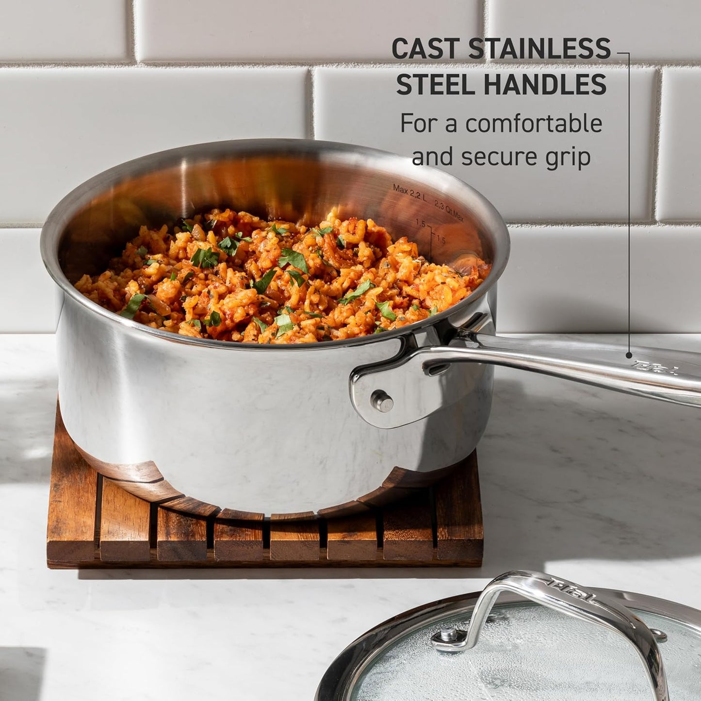 T-fal Pro Tri-Ply Stainless Steel Cookware, 3 Piece Frypan Set, 8 inch, 10 inch, and 12 inch, Silverr