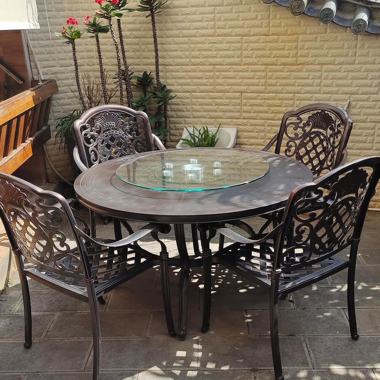 31" Large Lazy Susan Glass Turntable for Dining Table, Kitchen Round Clear Tabletop Rotating Tray with Swivel Assist System, Spin Table Centerpiece for Party, Wedding