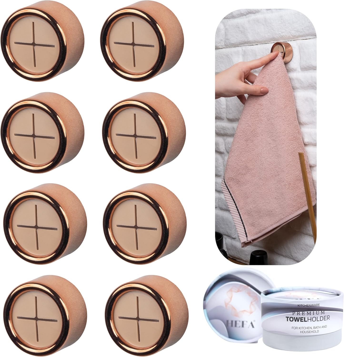 HEFA Towel Hooks, Dish & Hand Towel Holder, Kitchen Organization, 8 Pack Eco