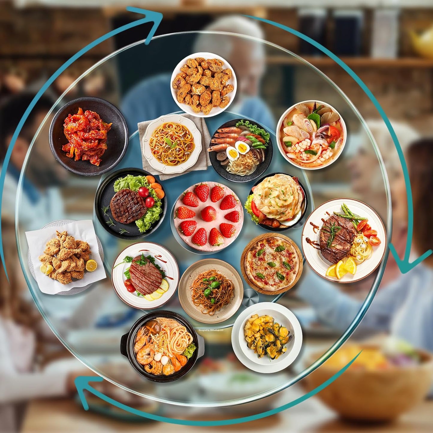 31" Large Lazy Susan for Dining Table Kitchen Glass Turntable with Aluminum Alloy Bearing, Smooth Swivel