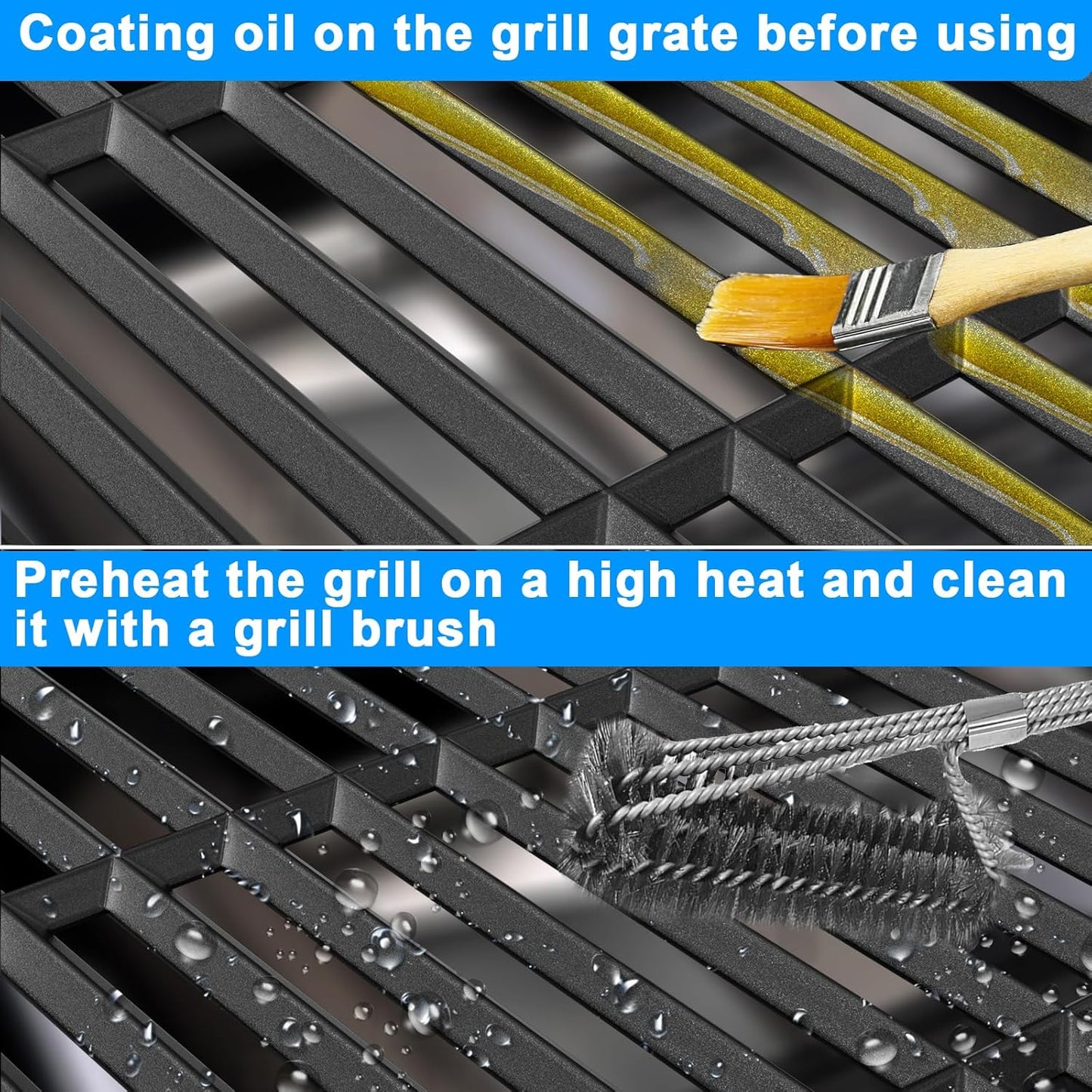 Cast Iron Cooking Grates for Weber Genesis II 400 & II LX 400 Series, Genesis II E/S-410, E/S-435, LX E/S-440, LX E-410/SE-410 Gas Grills, Replacement for Weber 66097 66089, Set of 3