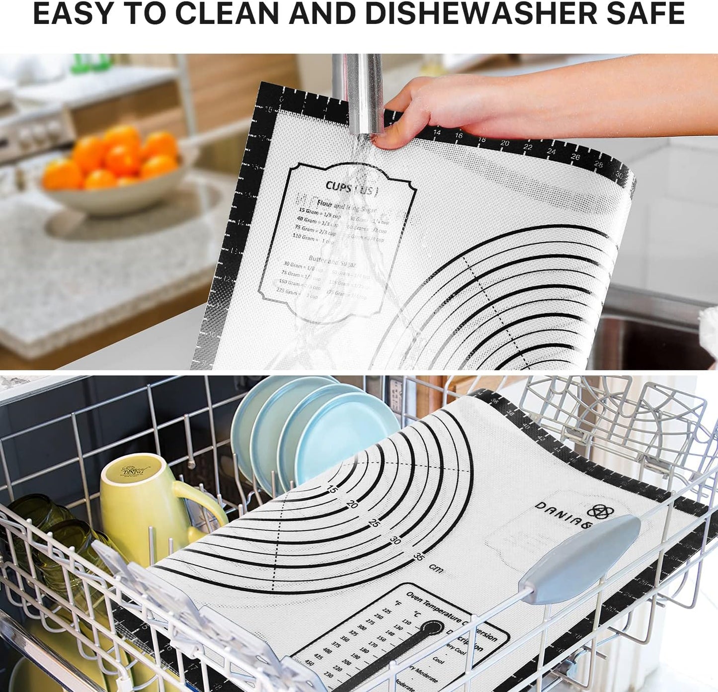 Silicone Baking Pastry Mat,36" x 24" Large Non Stick Sheet Mat with Measurement, Non-slip Food Grade Dough Rolling Mat for Making Cookies,Macarons,Bread