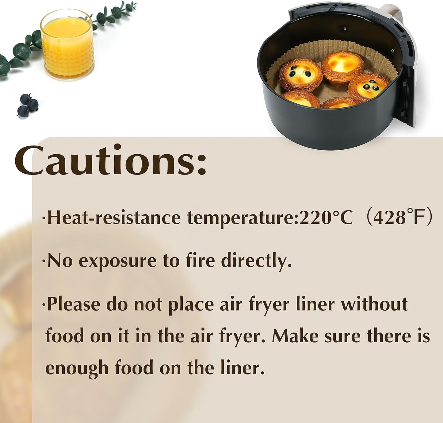 Air Fryer Disposable Paper Liners 100pcs 6.3 inch Round Parchment Paper Liner for Baking Roasting Fit 2-5 QT