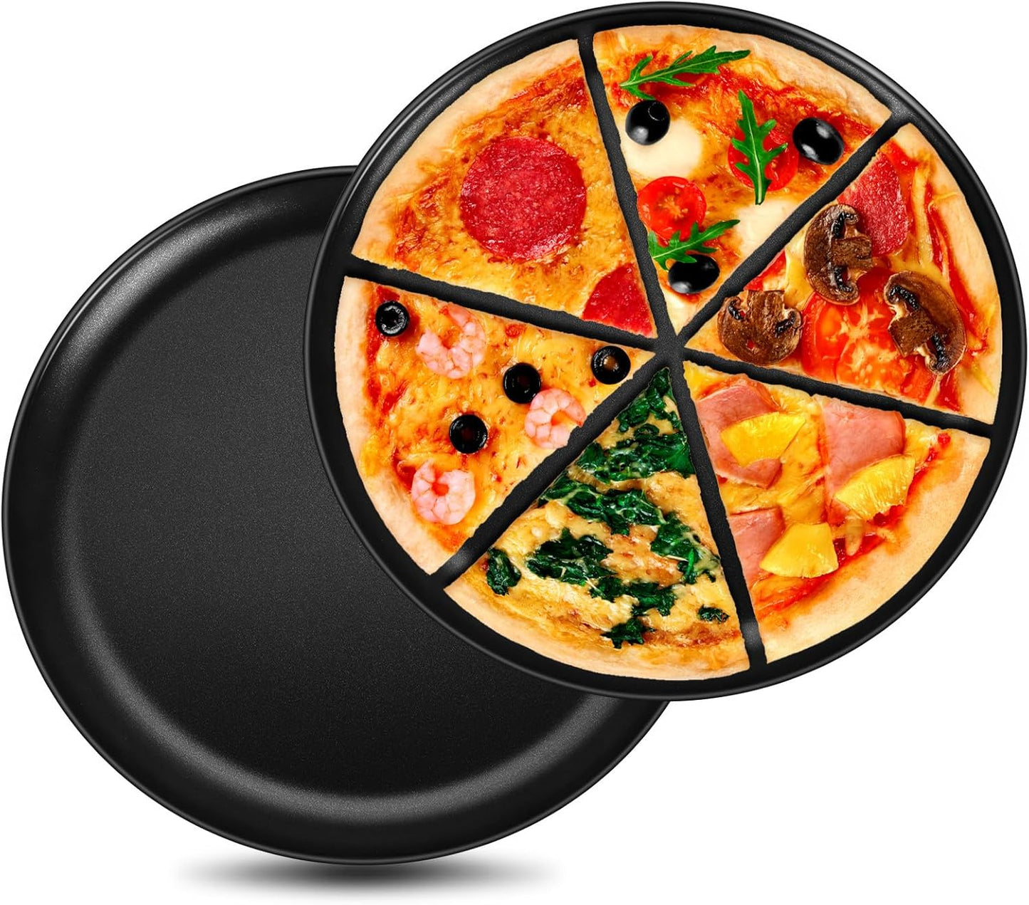 E-far 10 Inch Pizza Pan Set of 2, Nonstick Pizza Pie Pan Tray Platter, Metal Round Baking Sheet Cooking Pan for Oven, Durable & Stainless Steel Core