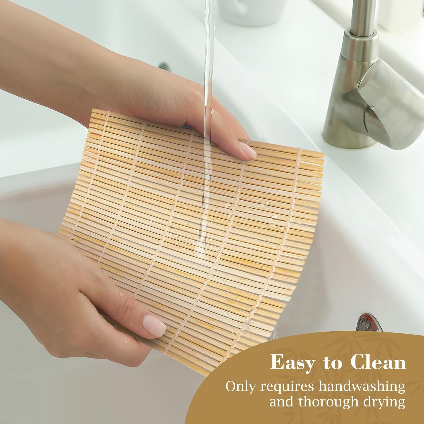 Fusion Select 10 Pk Bamboo Sushi Mat - Sushi Roller Mat for Making, Shaping & Molding Sushi Roll & Kimbap - Food-Safe Sushi Making Supplies, Tools & Accessories - Made of Natural Bamboo - 9.5x9.5