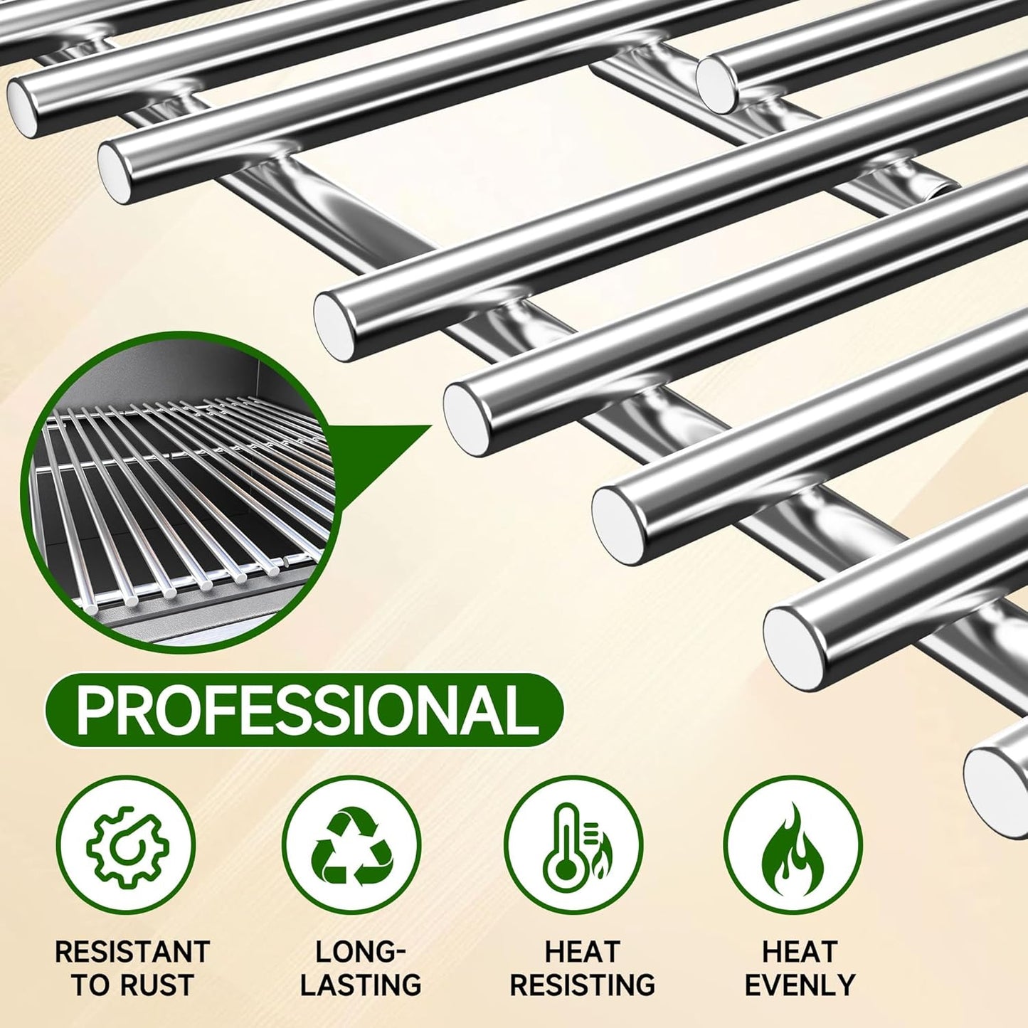 15 inch Cooking Grid Grate for Weber Spirit 200 210 with Side Control, Spirit 500, Genesis Silver A, Grill Replacement Parts for Kenmore, Weber 7521 7522 7523 65904 65905, Stainless Steel Grill Grate