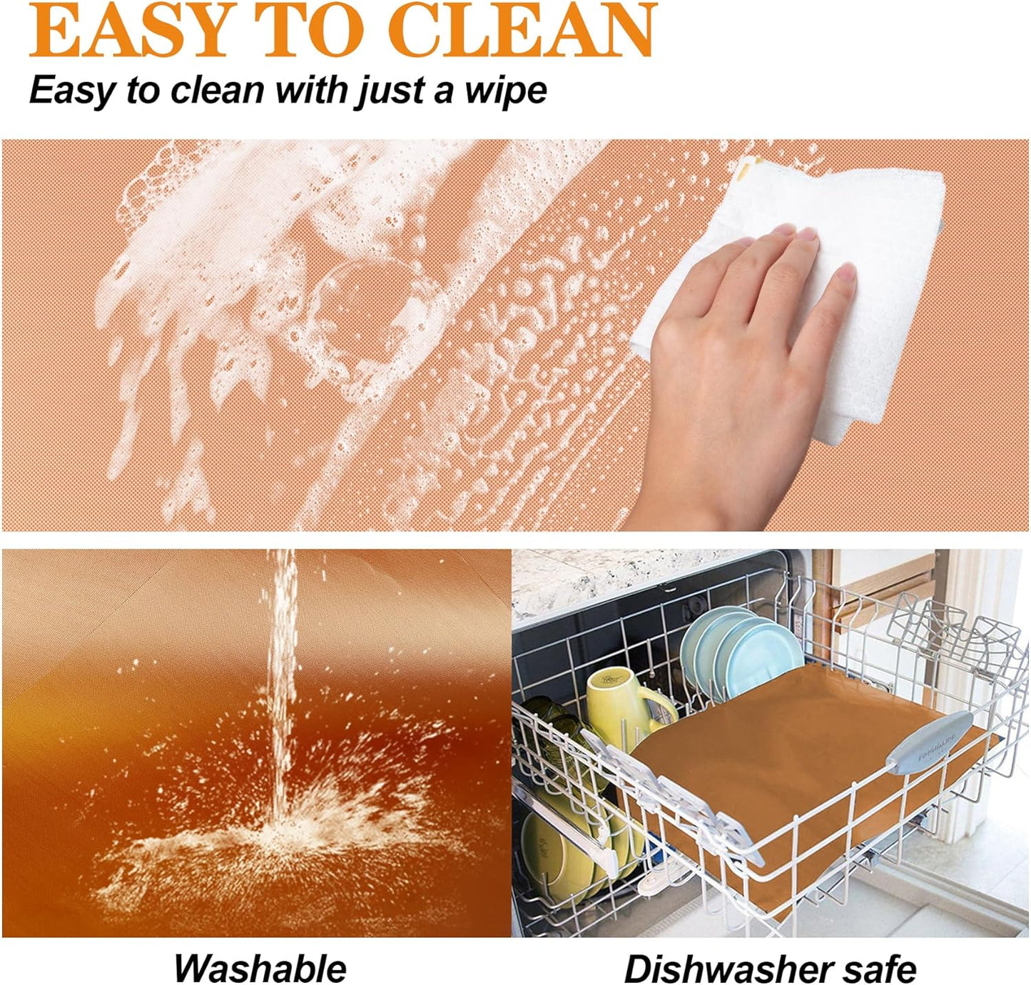 UBeesize 75 Inch Roll Reusable Copper Oven Liners for Bottom of Oven,Thick Heavy Duty Non Stick Teflon Oven Mats Cut to Custom Fit Electric, Gas, Toaster，Convection, Microwave Ovens and Grills