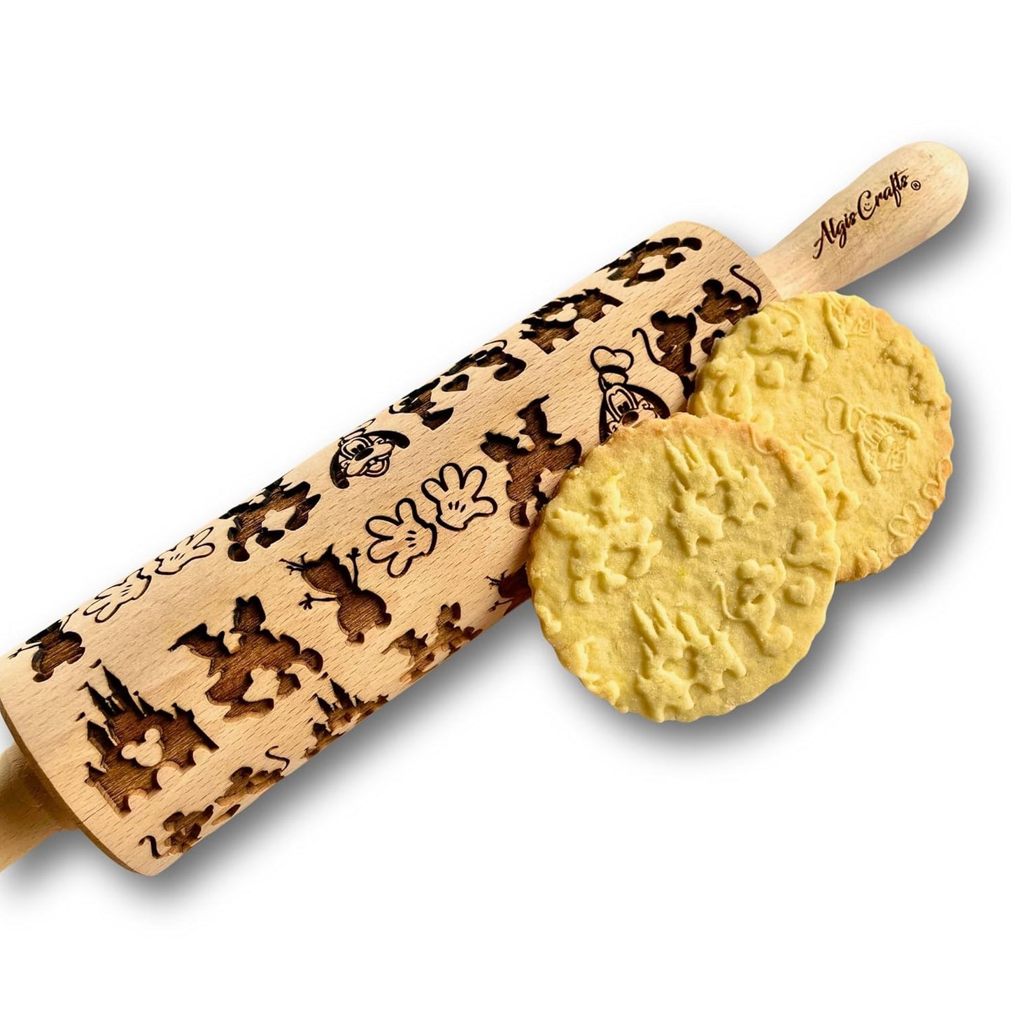 FAIRY TALE EMBOSSING ROLLING PIN MOUSE DOG LASER ENGRAVED DOUGH ROLLER GIFT for CARTOON FAN