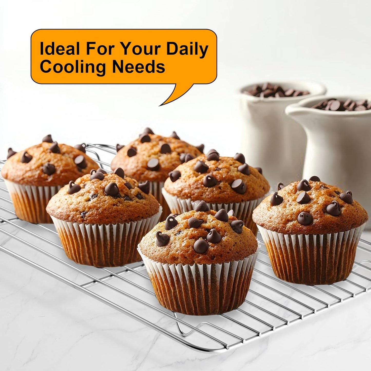 TeamFar Cooling Rack, 11.7” x 9” Stainless Steel Wire Baking Rack for Cooking Roasting Grilling, Fit for Oven Pan, Oven & Dishwasher Safe, Non-toxic & Heavy-Duty, 2PCS