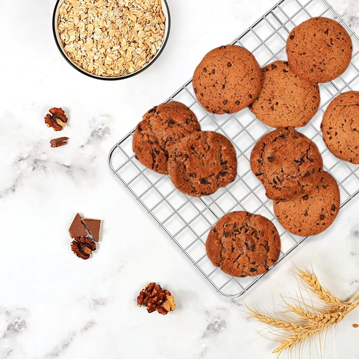 E-far Baking Sheet with Rack Set, 9.5” x 7.3” Stainless Steel Cookie Sheet Baking Pan for Toaster Oven, Mini Metal Tray with Cooling Wire Rack for Cooking Roasting, Non-toxic & Dishwasher Safe