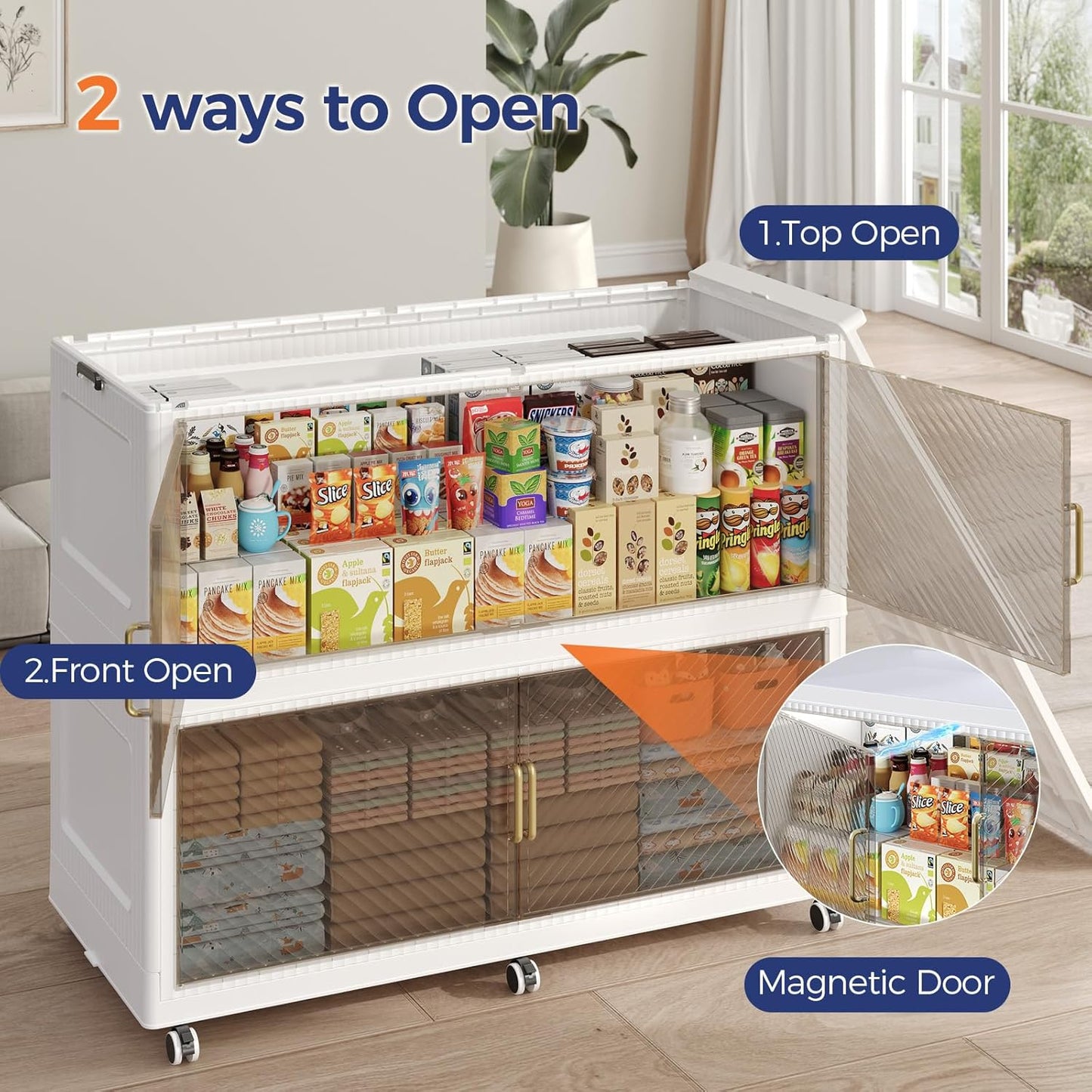 240GAL Extra Large Stackable Storage Bins with Lid, 960QT Plastic Storage Bins with 6x Wheels, Collapsible Closet Organizer and Storage Drawer Cabinet for Living Room Office Dorm, 3Pack White