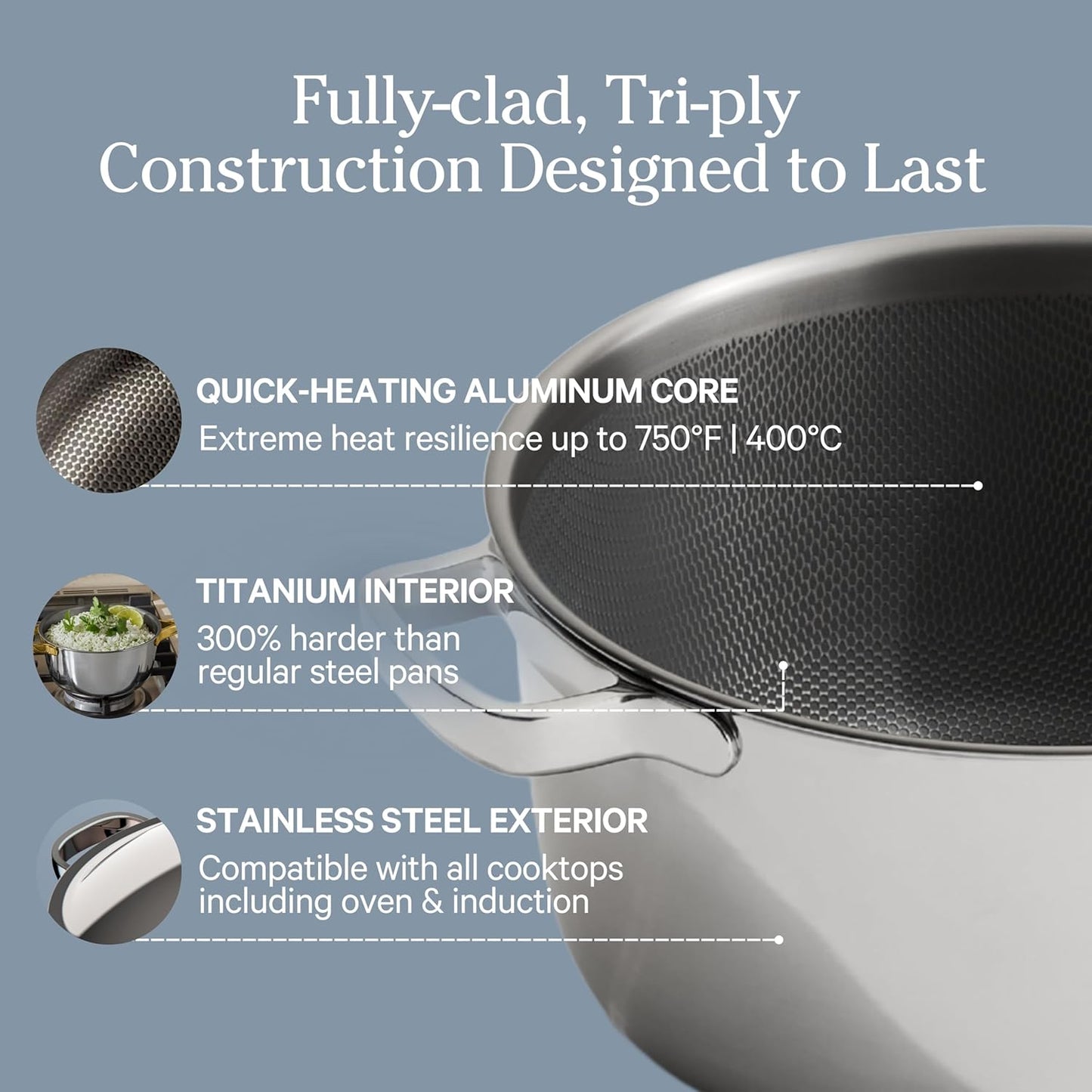 Our Place Titanium Pro Cookware Duo – Always Pan & Perfect Pot with Nonstick No-Coating Technology | Tri-Ply Titanium & Stainless Steel | Safe for Oven, Induction & All Cooktops up to 750°F | Gold