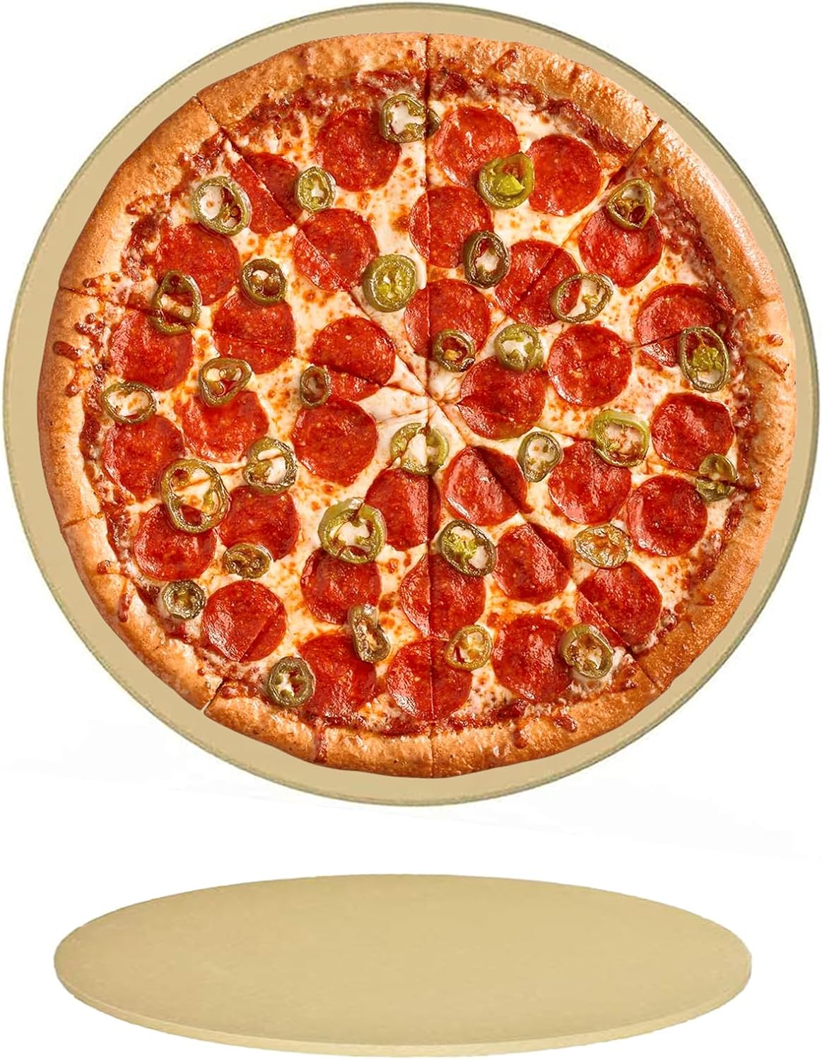 Onlyfire Heavy Duty Ceramic Pizza Grilling Stone, 15" Round Baking Stone for Best Crispy Crust Pizza, Perfect for Oven, BBQ and Grill, Thermal Shock Resistant