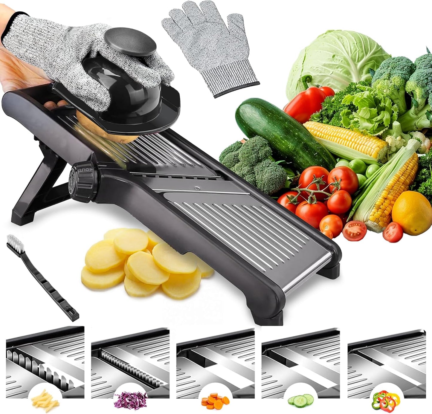 Mandoline Slicer,mandoline slicer for kitchen,commercial mandolin Potato Slicer,Vegetable Slicer,slicer vegetable cutter, Stainless Steel mandolin slicer,Cut - Resistant Gloves