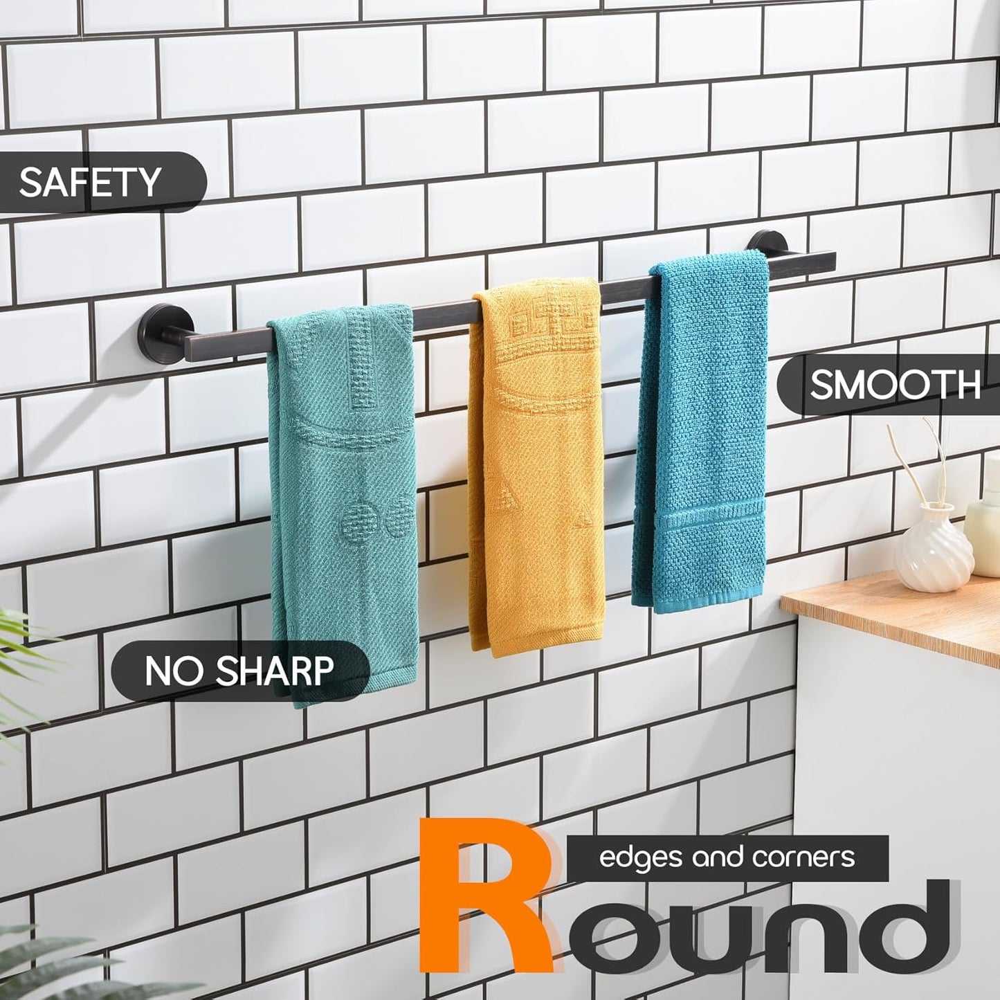 32 Inch Bathroom Towel Bar Bath Towel Rack Kitchen Towel Holder Long Towel Rails Wall Mounted SUS304 Stainless Steel 2 Pack Oil Rubbed Bronze AN4001ORB-L32-P2