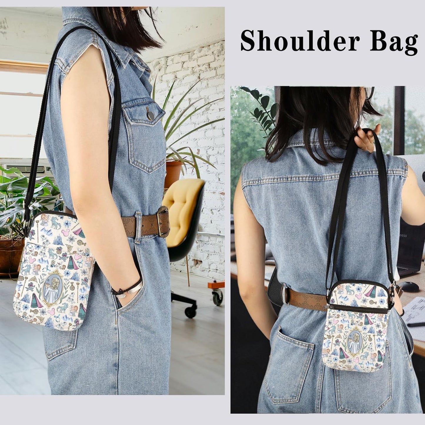 GJTIM Elsa Princess Gift Elsa Merchandise Princess Elsa & Anna Fan Gift Princess Cartoon Character Gift Crossbody Bag