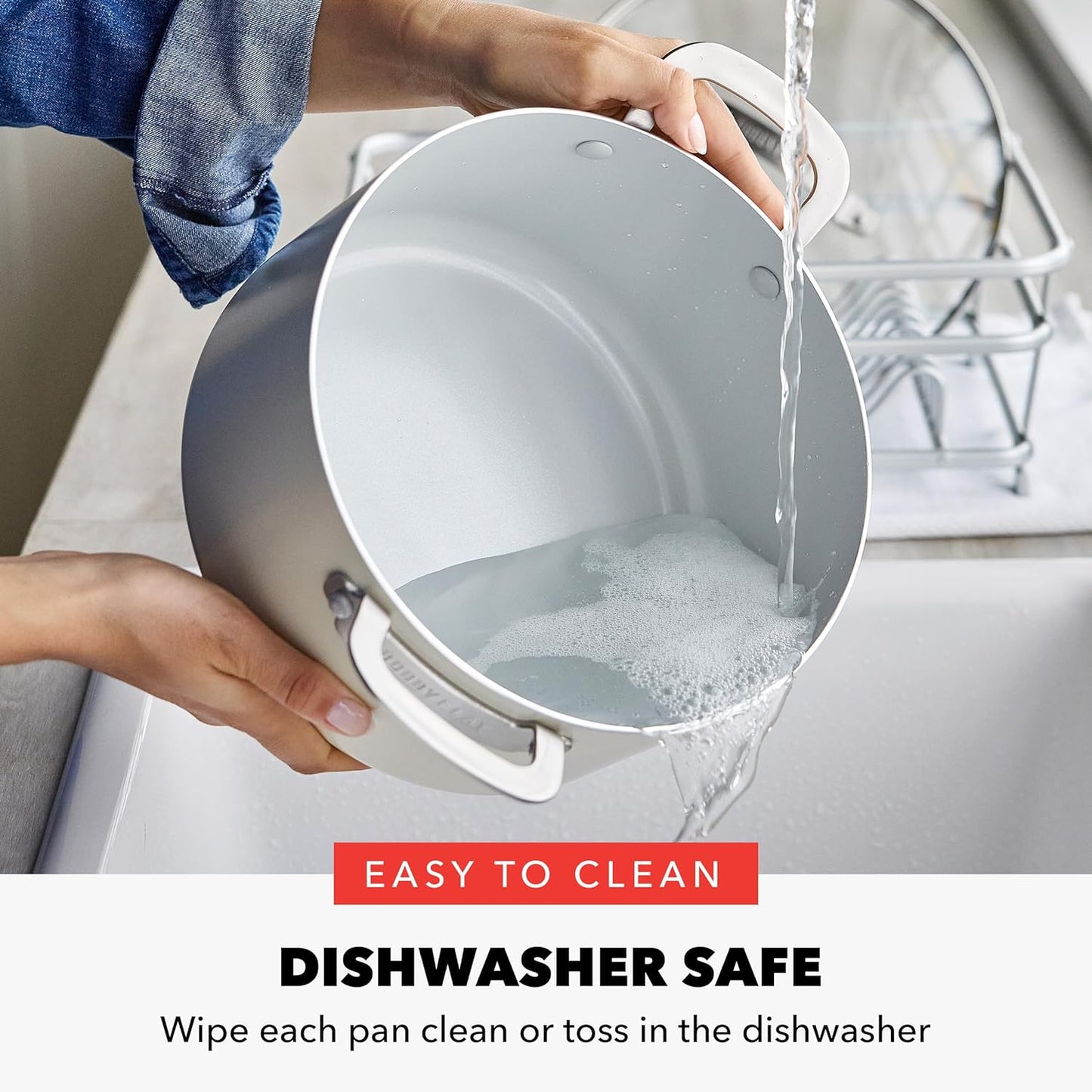 GreenPan x Bobby Flay 6QT Stockpot with Glass Lid, PFAS-Free Diamond Ceramic Nonstick Pot, Induction Suitable, Easy Clean Dishwasher & Oven Safe, Quick Heating, Pasta, Soups, Cream