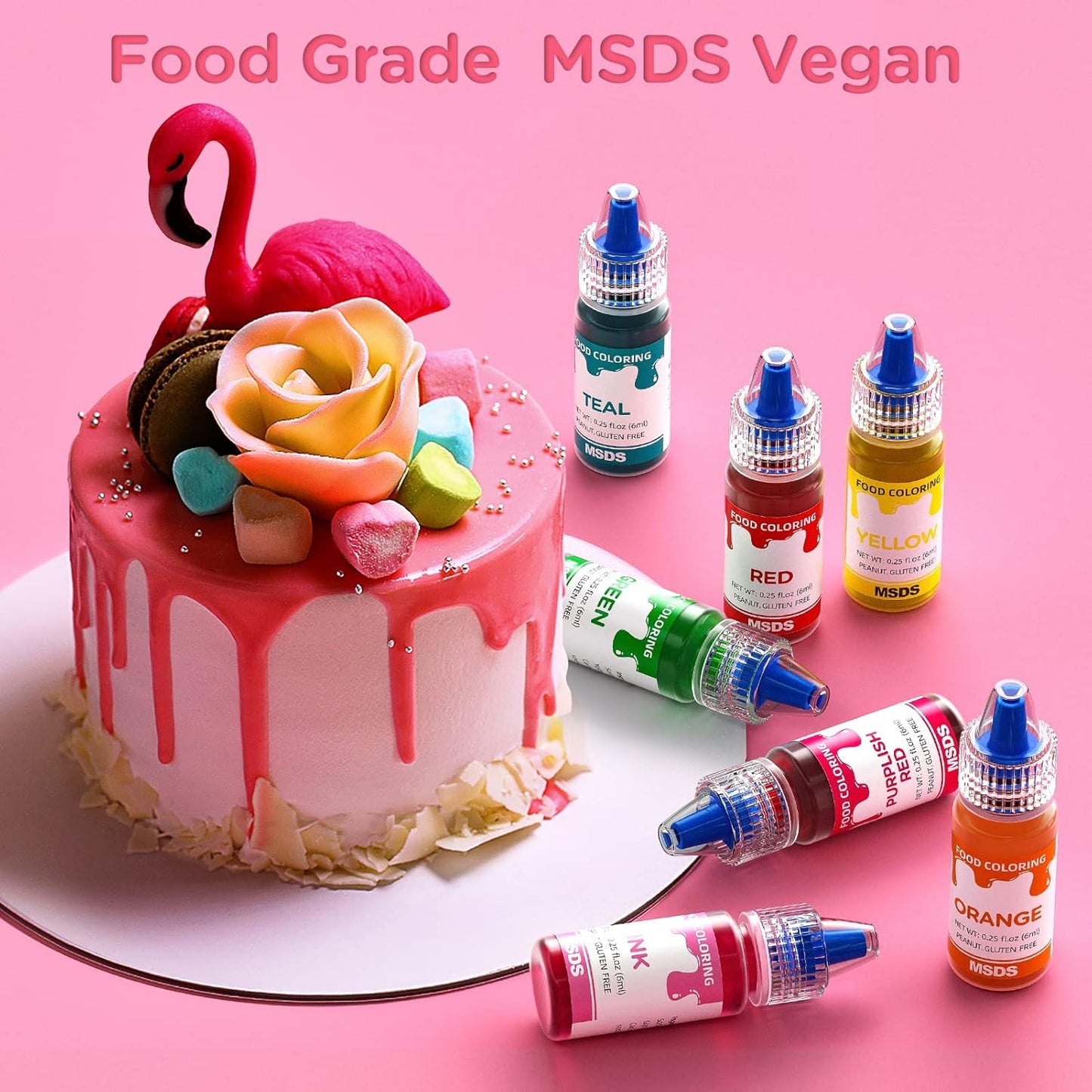 12 Color Food Coloring Set - Vibrant Liquid Food Colors Frosting Dye Tasteless for Baking, Cake Decorating, Easter Egg, Royal Icing, Fondant, Macaron - 0.25 Fl. Oz Bottles
