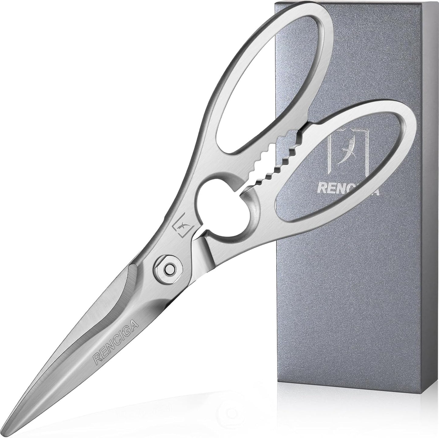 Kitchen Scissors Multi-Purpose Kitchen Shears Micro-serrated Sharp Blade Heavy Duty Stainless Steel Safe Food Scissors for Chicken, Poultry, Fish, Meat & Herbs with Non-Slip Grips