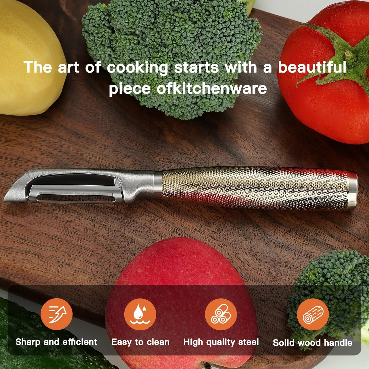 Luxury I-Type Vegetable Peeler – 24K Gold Plated Handle, 304 Stainless Steel Ultra Sharp Blade, Ideal for Potatoes, Apples, and Other Fruits & Vegetables