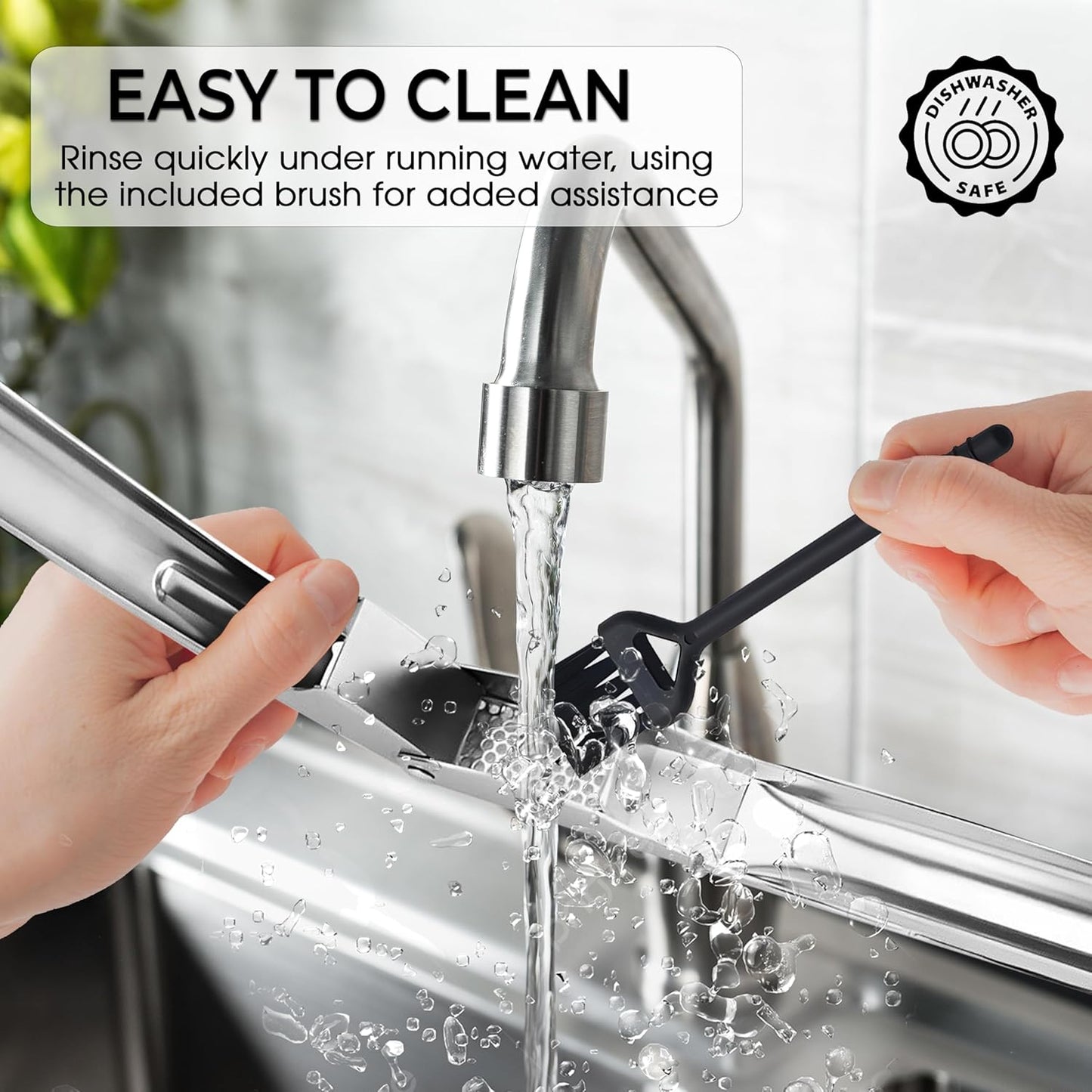 Garlic Press Stainless Steel - No Need to Peel Garlic Mincer & Crusher - 304 Inox, 7.34 Oz, Large Trough - Ergonomic Handle, Easy to Clean, Dishwasher Safe (2 Years Warranty)