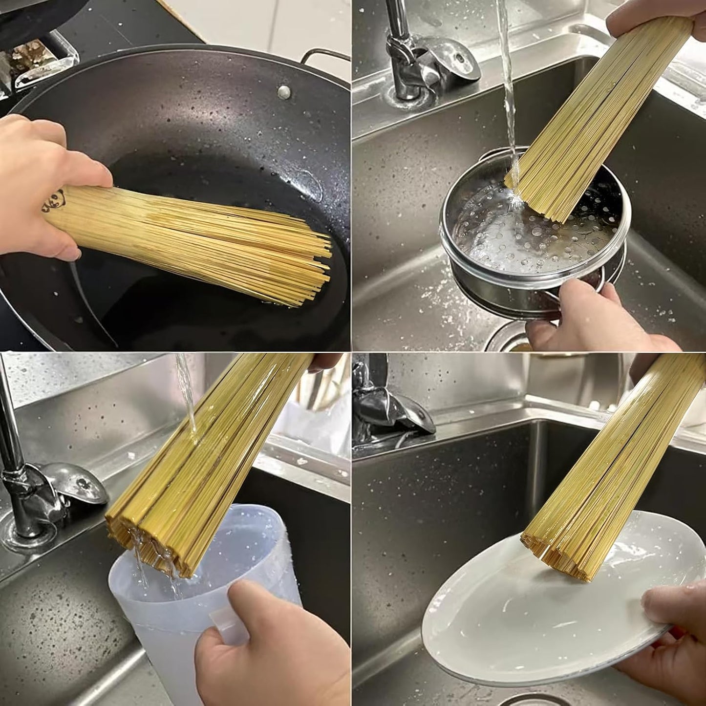 2 Pack Handmade Bamboo Wok Brush,Bamboo Brush for Wok Cleaner,Wok Cleaning Brush for Carbon Steel and Cast Iron,Kitchen Scrubbing Brush for 9" Wok,Dish Brush with Handle,Wok Scrubber Accessories