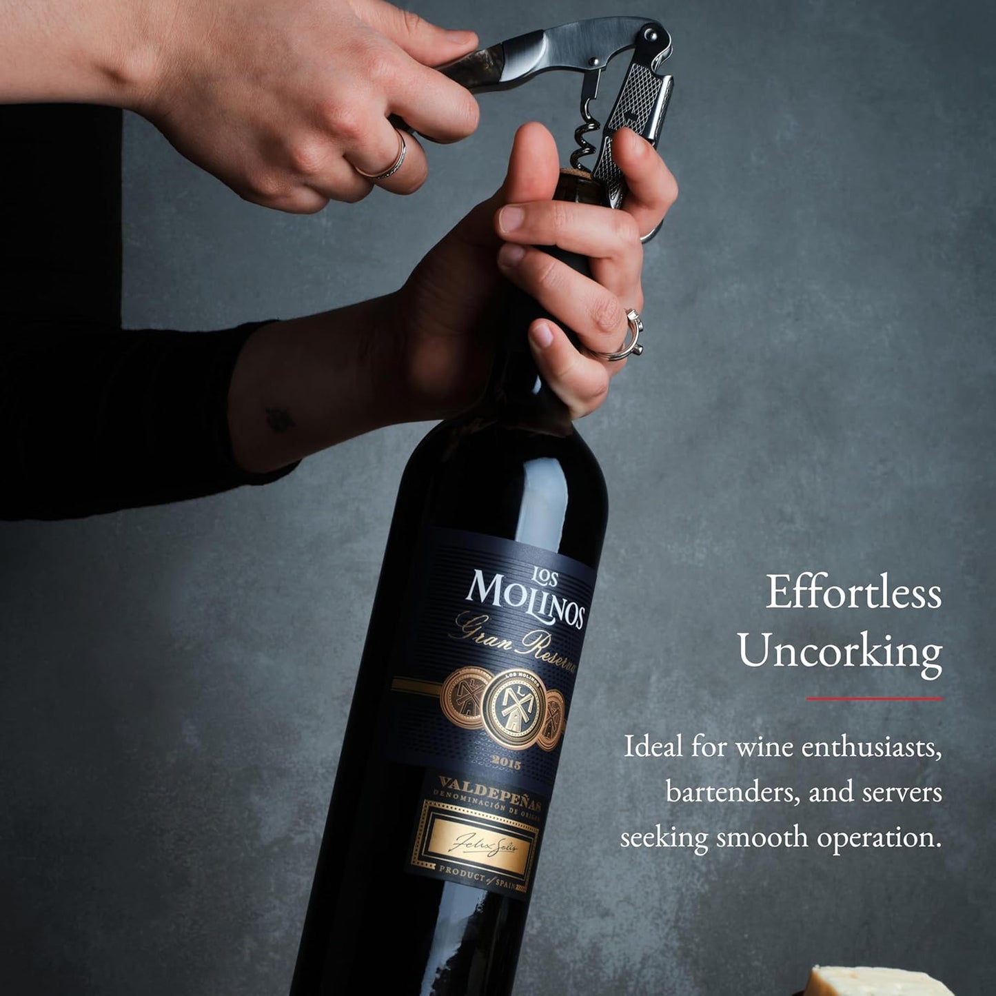 Barvivo Wine Opener with Foil Cutter and Cap Remover - Double Hinged Corkscrew for Bartenders - Stainless Steel Wine Key for Easy Bottle Opening - Manual Wine Bottle Opener - Pink Resin, 4.7x1.2-Inch