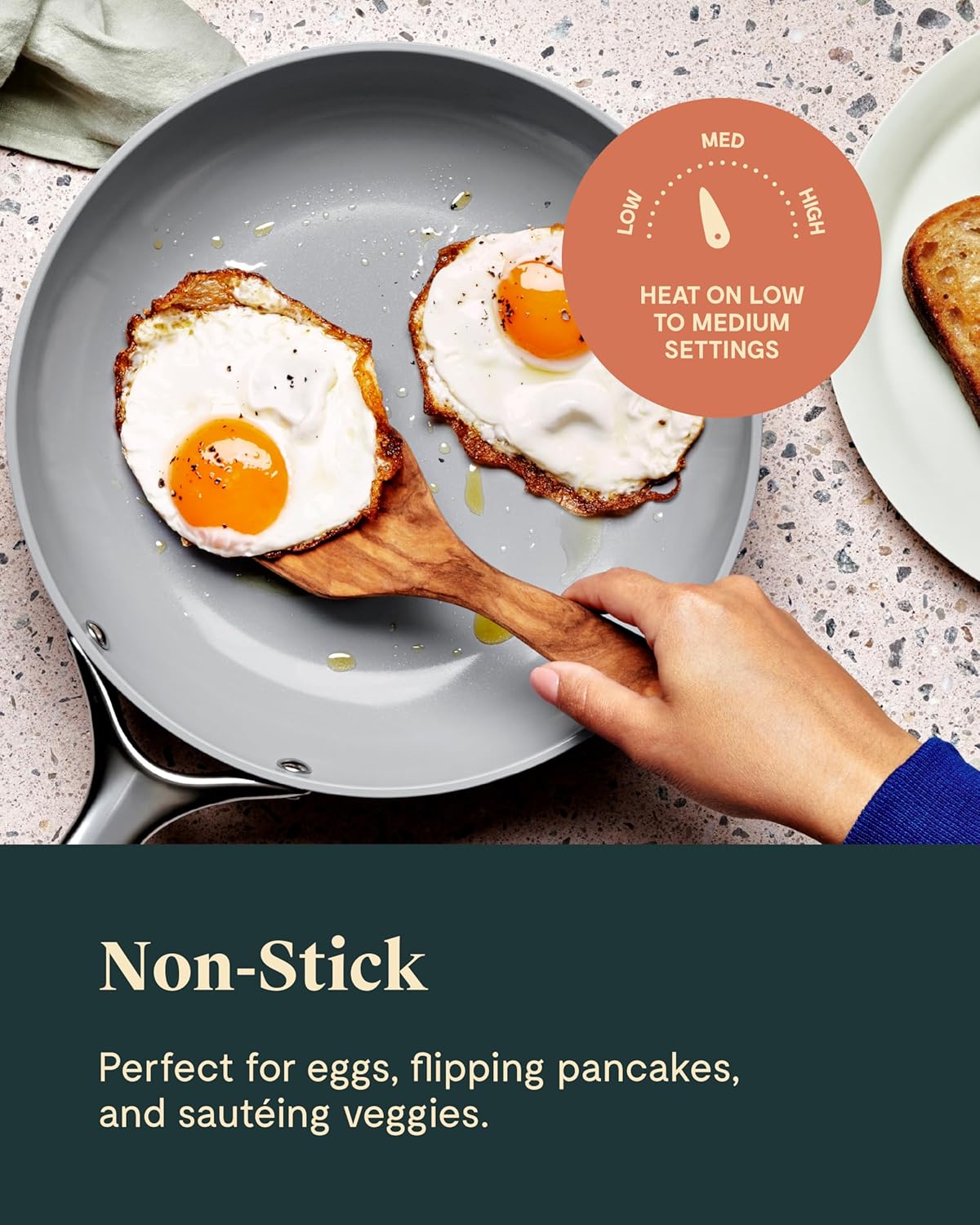 Caraway Nonstick Ceramic Mini Fry Pan With Glass Lid (1.05 qt, 8") - Non Toxic, PTFE & PFOA Free - Oven Safe & Compatible with All Stovetops (Gas, Electric & Induction) - Marigold