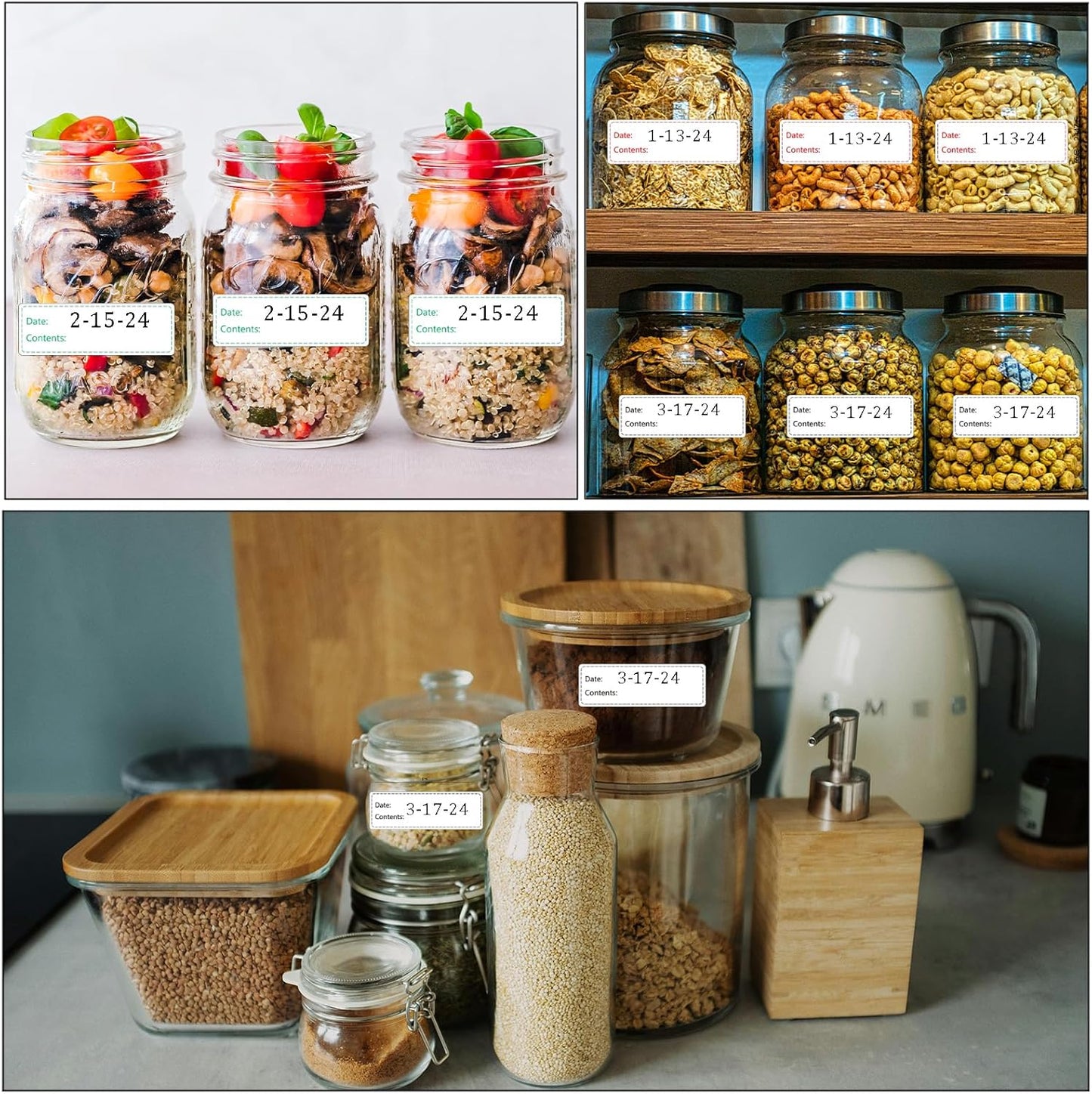 1000pcs Freezer Labels,1x3 inch for Food containers,Food Labels Quick and Easy to Remove- Easy to Write on(Black)