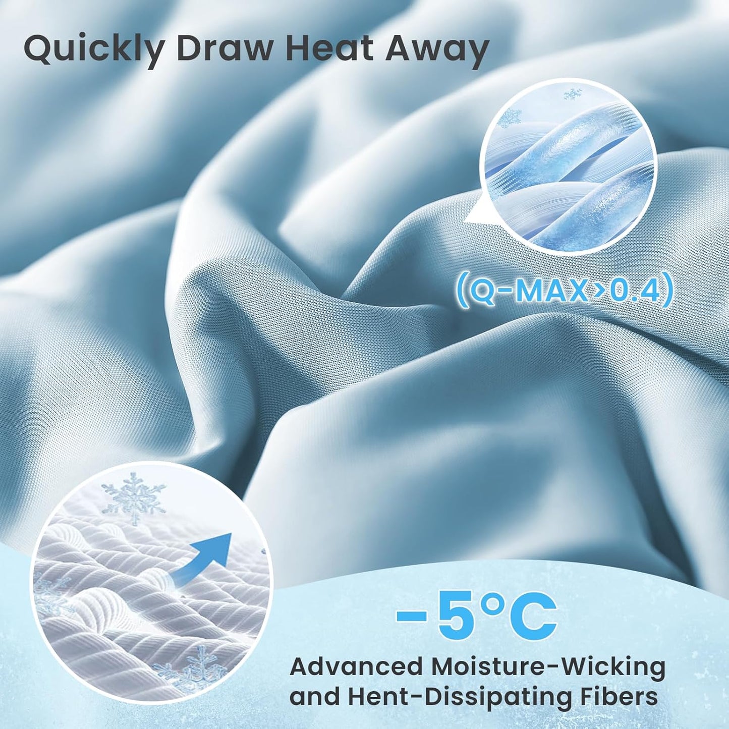 HYLEORY Cooling Comforter Twin Size - Summer Cooling Blanket for Hot Sleepers/Night Sweats, Double-Sided Cold Touch Silky Ice Comforters, Breathable Lightweight Beddings, Cool Blue, 68"x90"
