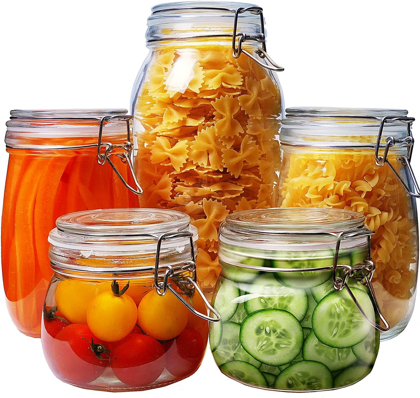 32 oz Wide Mouth Glass Jars with Airtigh Lids, 4 Pack Glass Pickling Jars for Canning, Fermenting, Large Mason Storage Container for Coffee, Flour, Sugar, Pasta