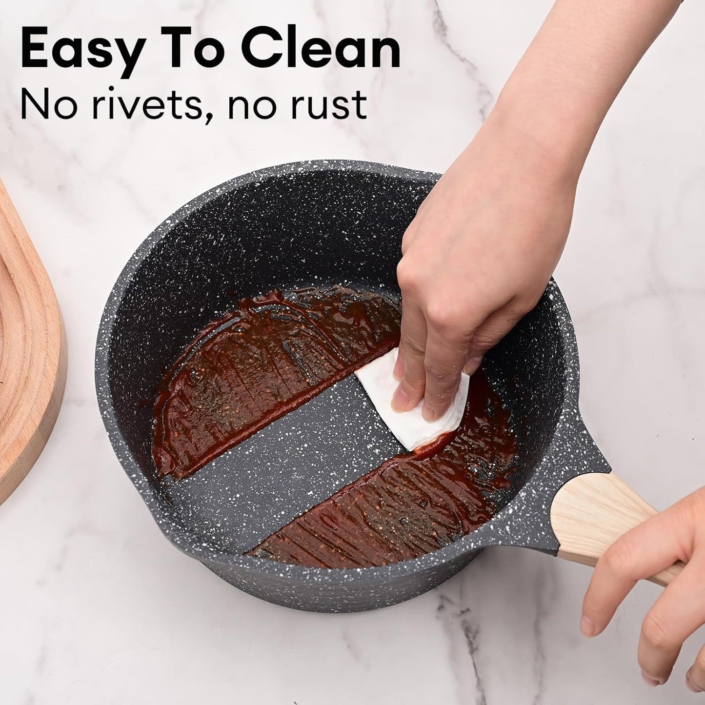 JEETEE 1.5 Quart Sauce Pan with Lid, Non Stick Small Pot with Coating, Masterclass Cookware Sauce Pot for Cooking, PFOA/PFOS Free